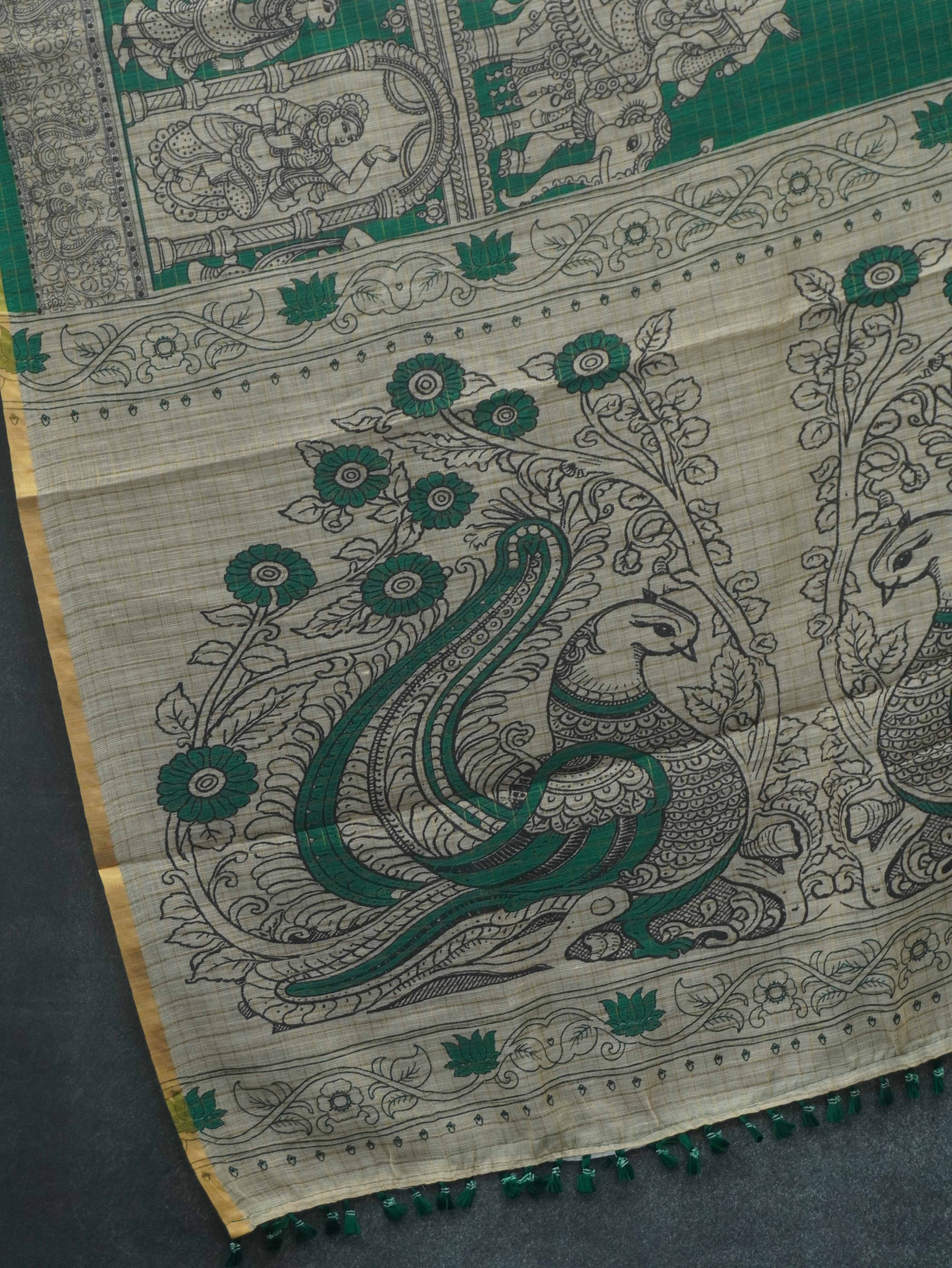 Linen Kalahasti cotton Saree | TTDS3435