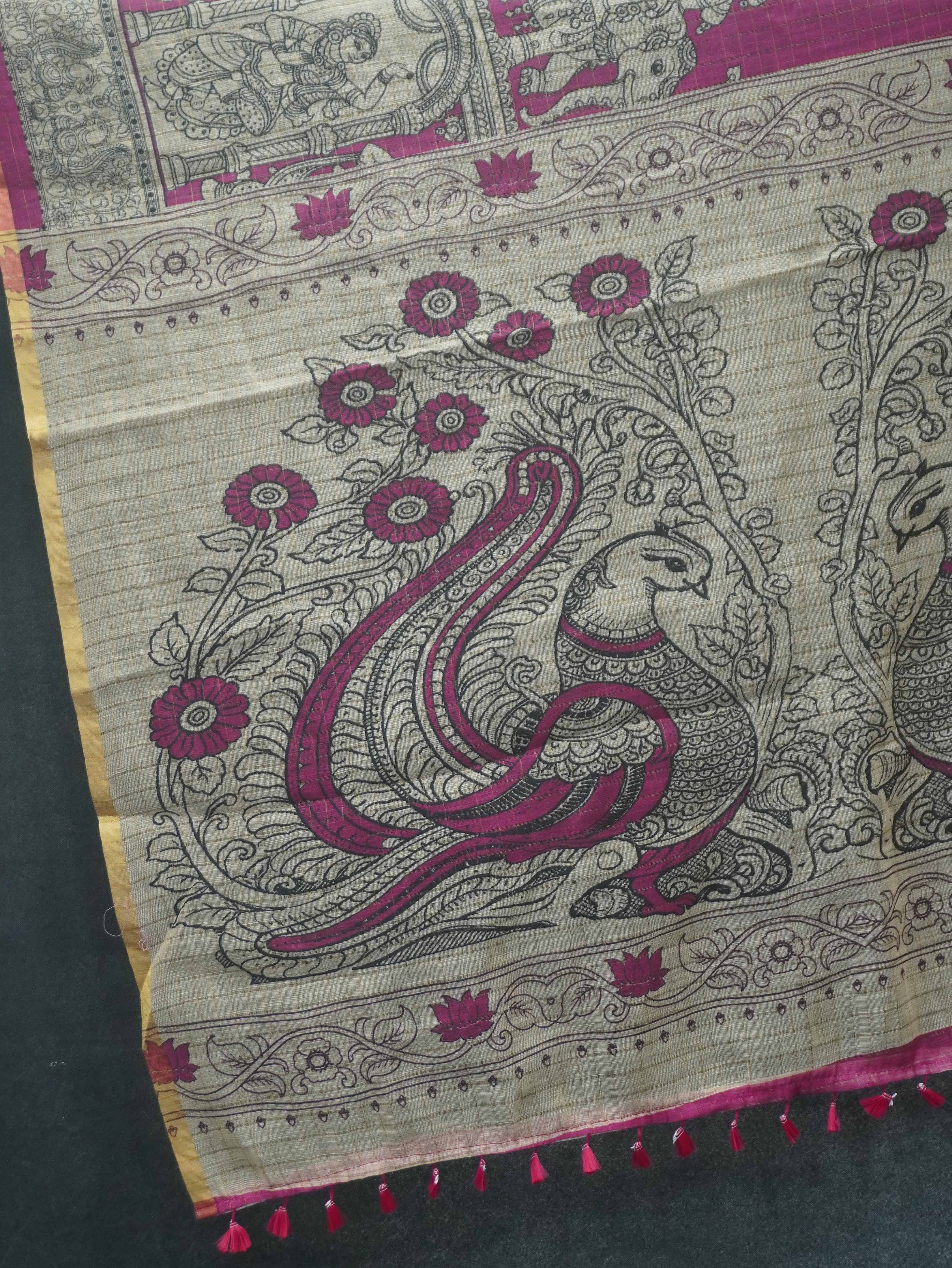 Linen Kalahasti cotton Saree | TTDS3435