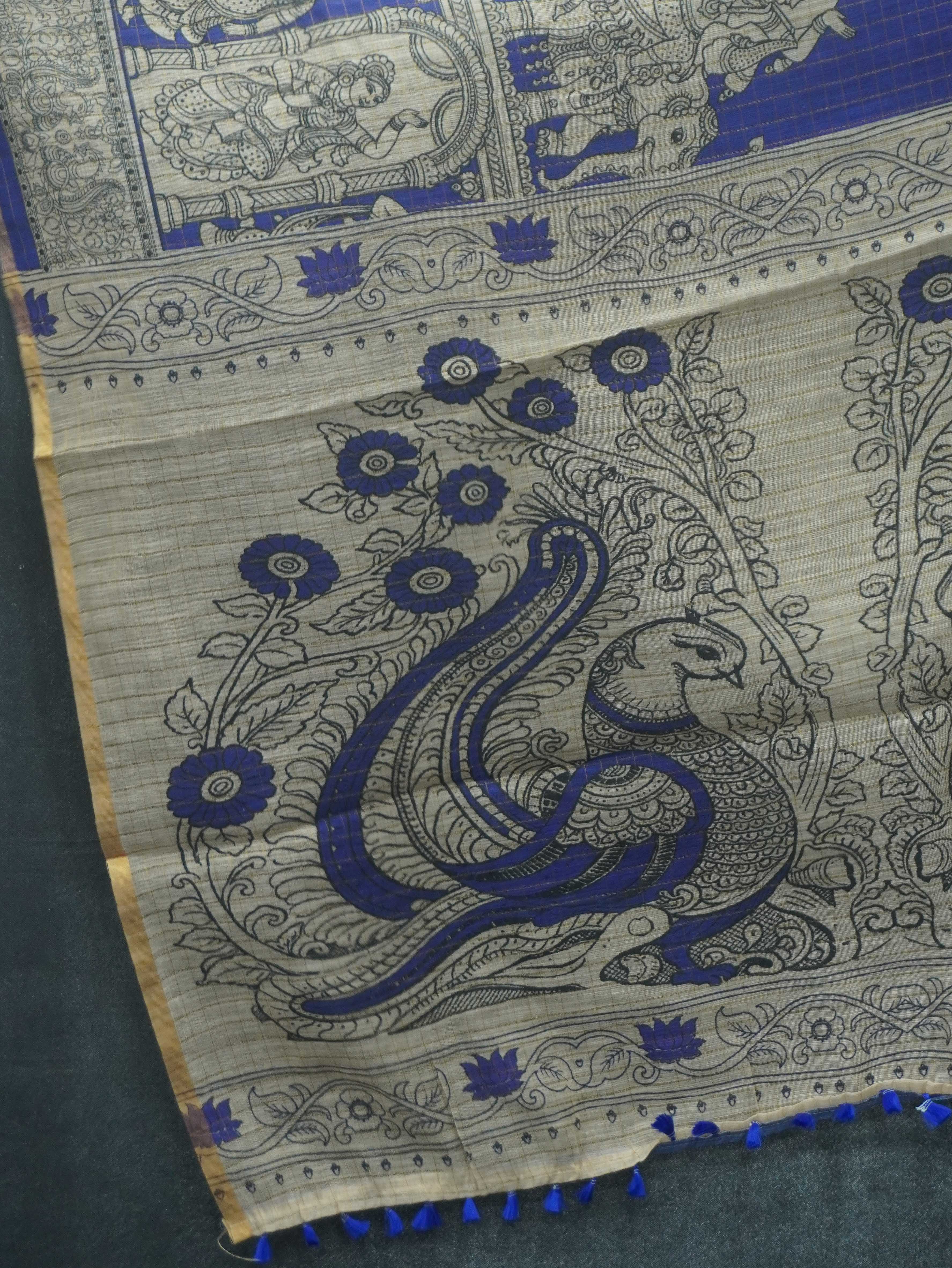 Linen Kalahasti cotton Saree | TTDS3435
