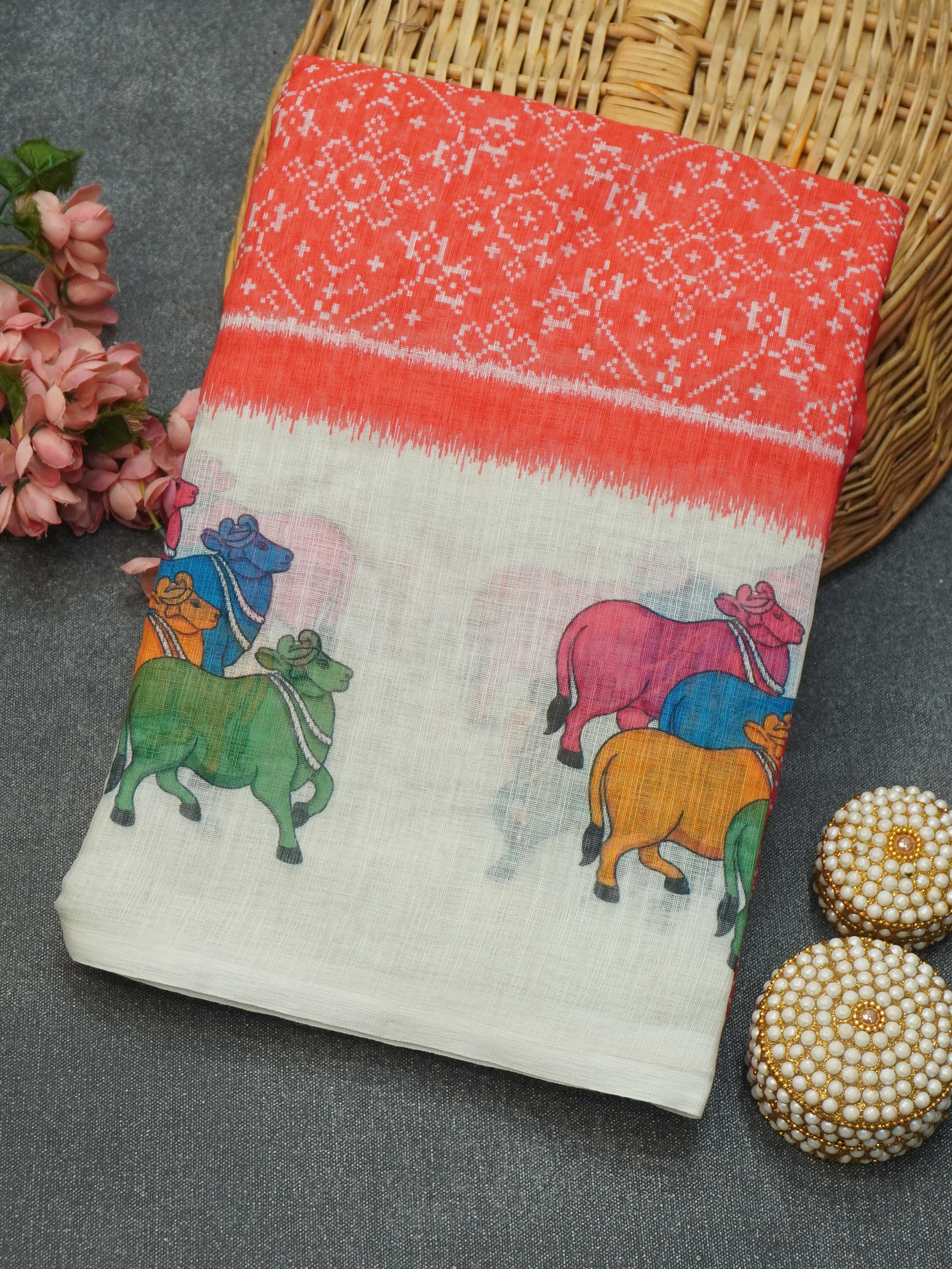 Linen Cotton Saree | TTDS3446