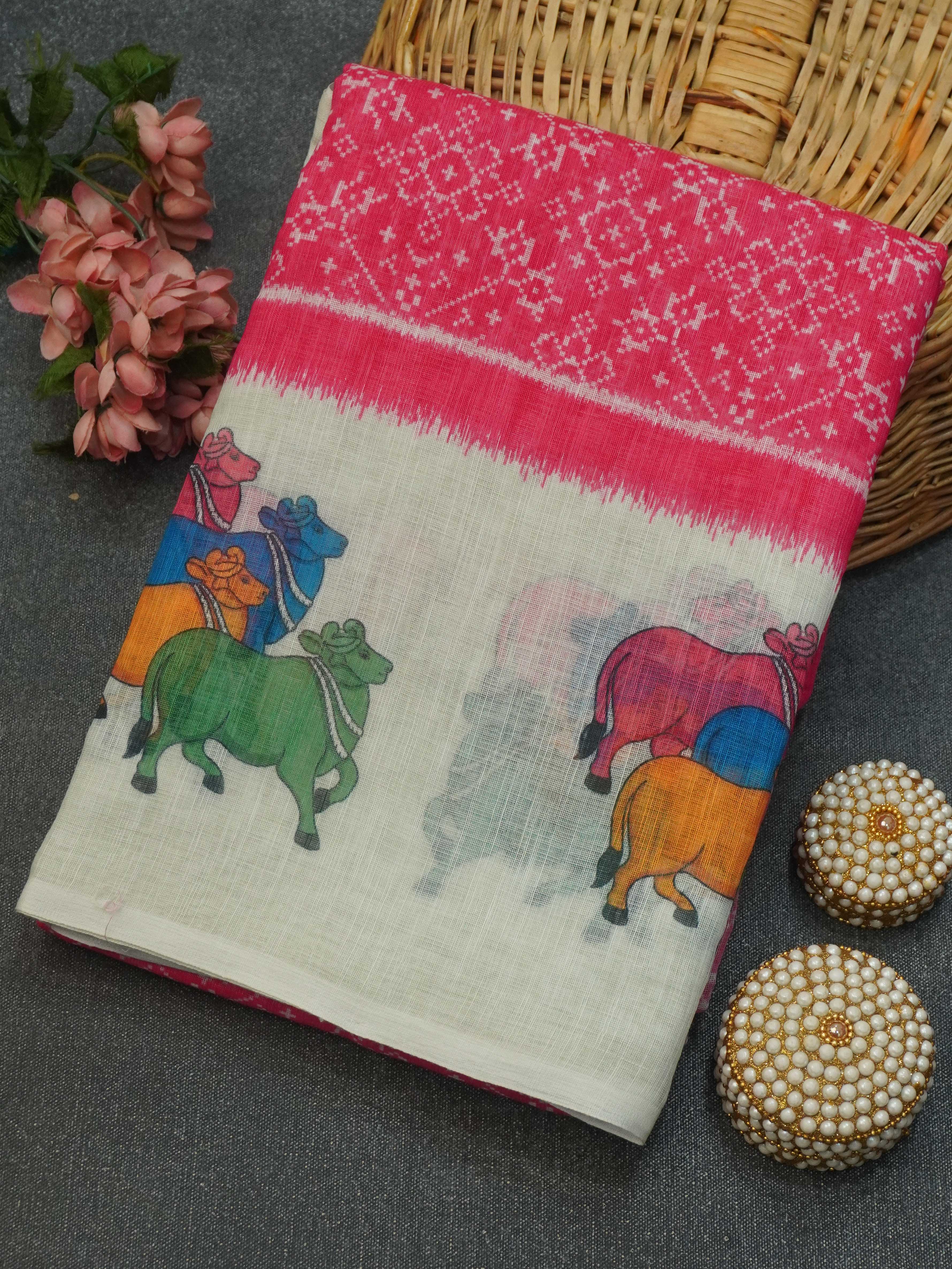 Linen Cotton Saree | TTDS3446