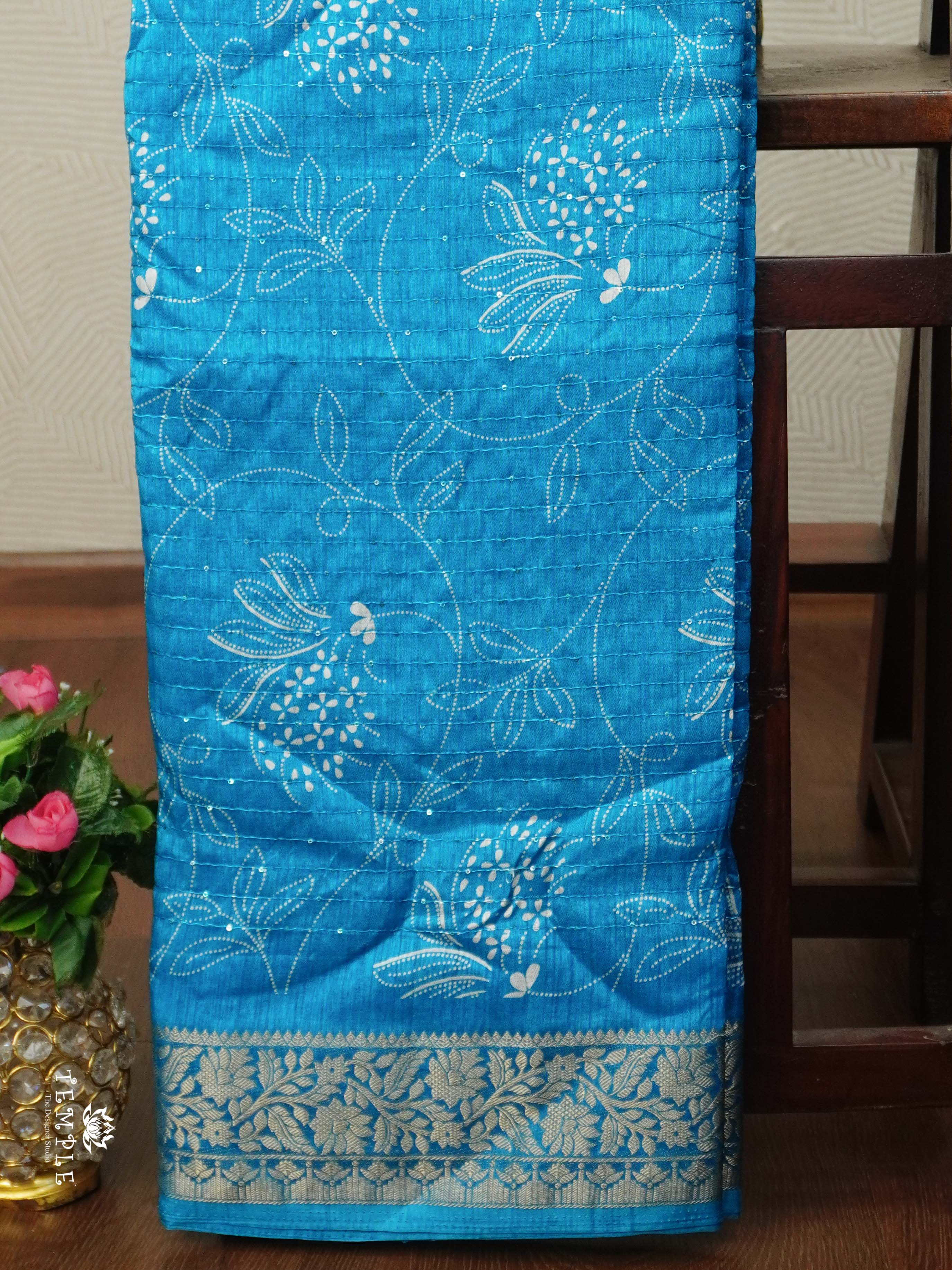 Semi Tussar Saree with Sequins Design | TTDS2536