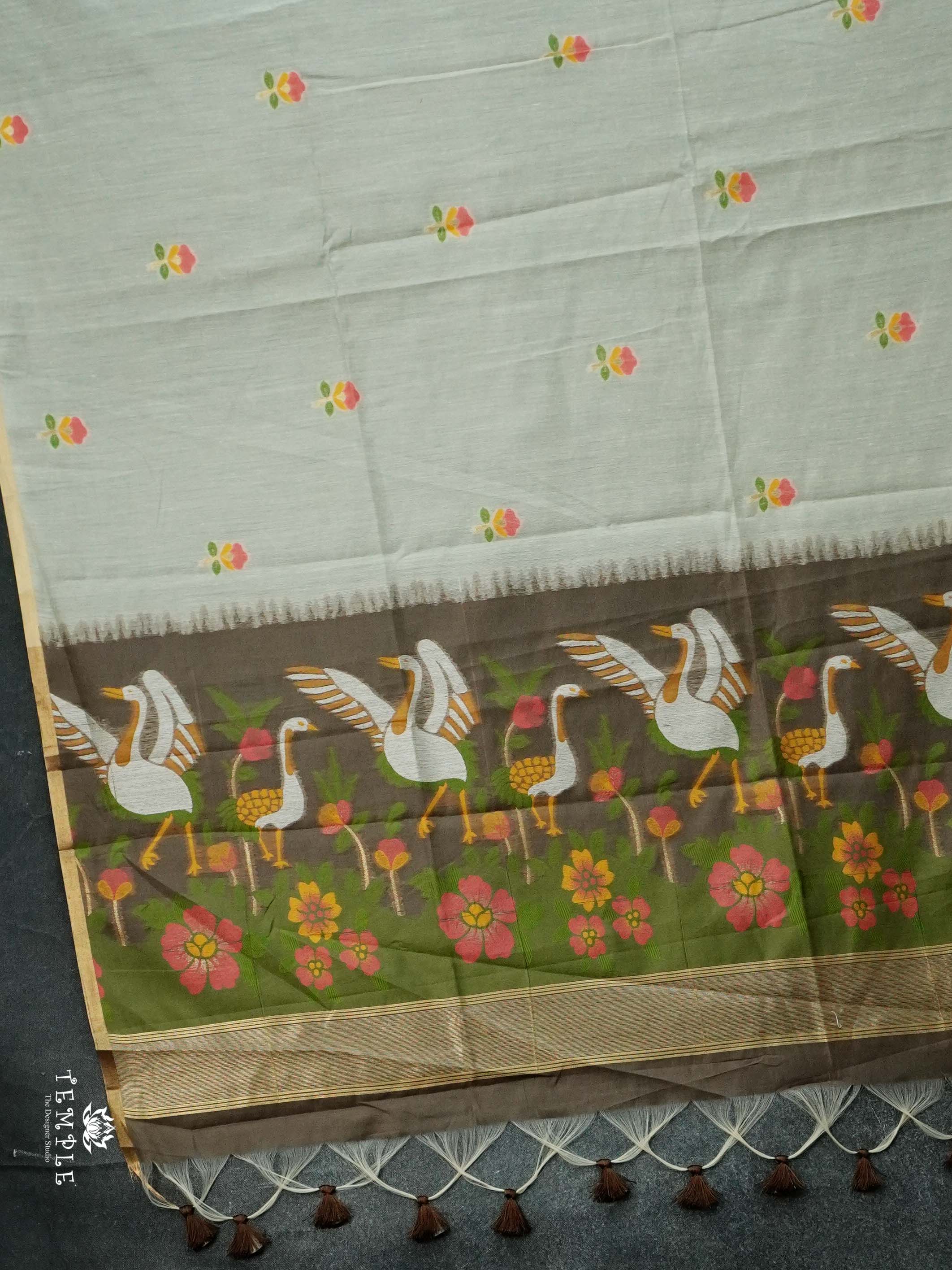 Thread Weaved Linen Cotton Saree | TTDS2545