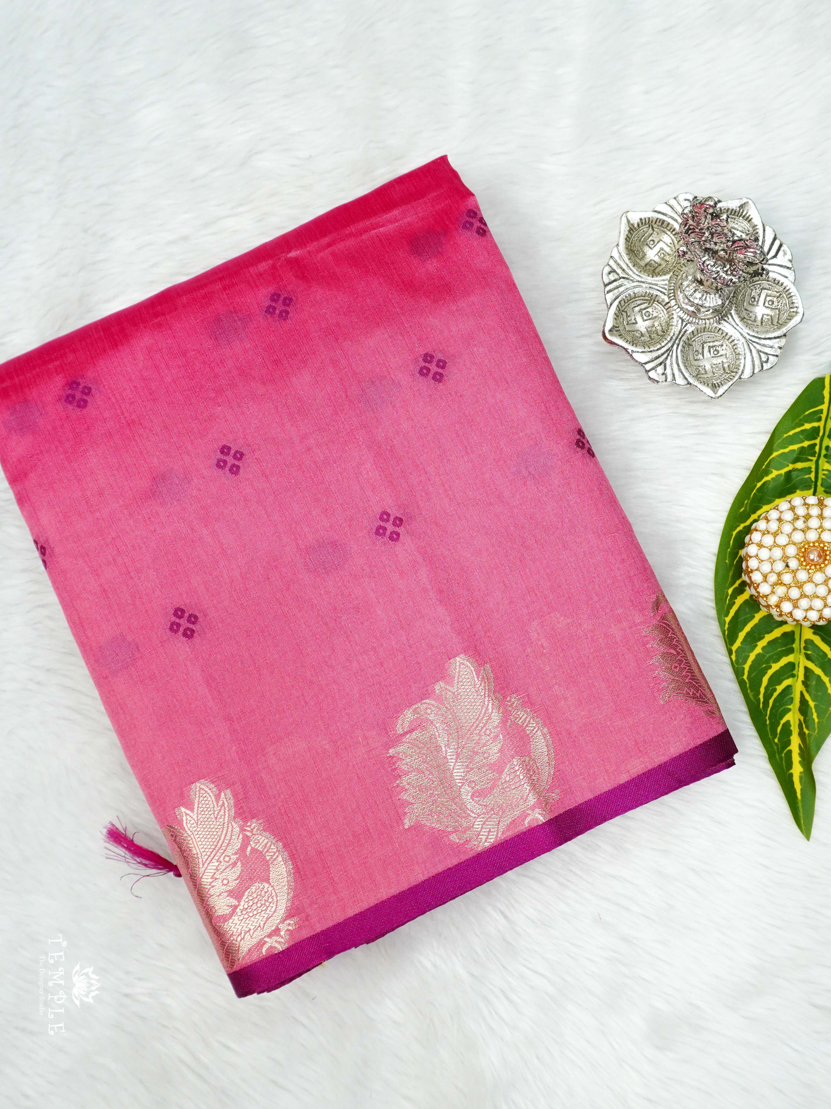 Raw Silk Saree With Peacock Motif | TTDS2097