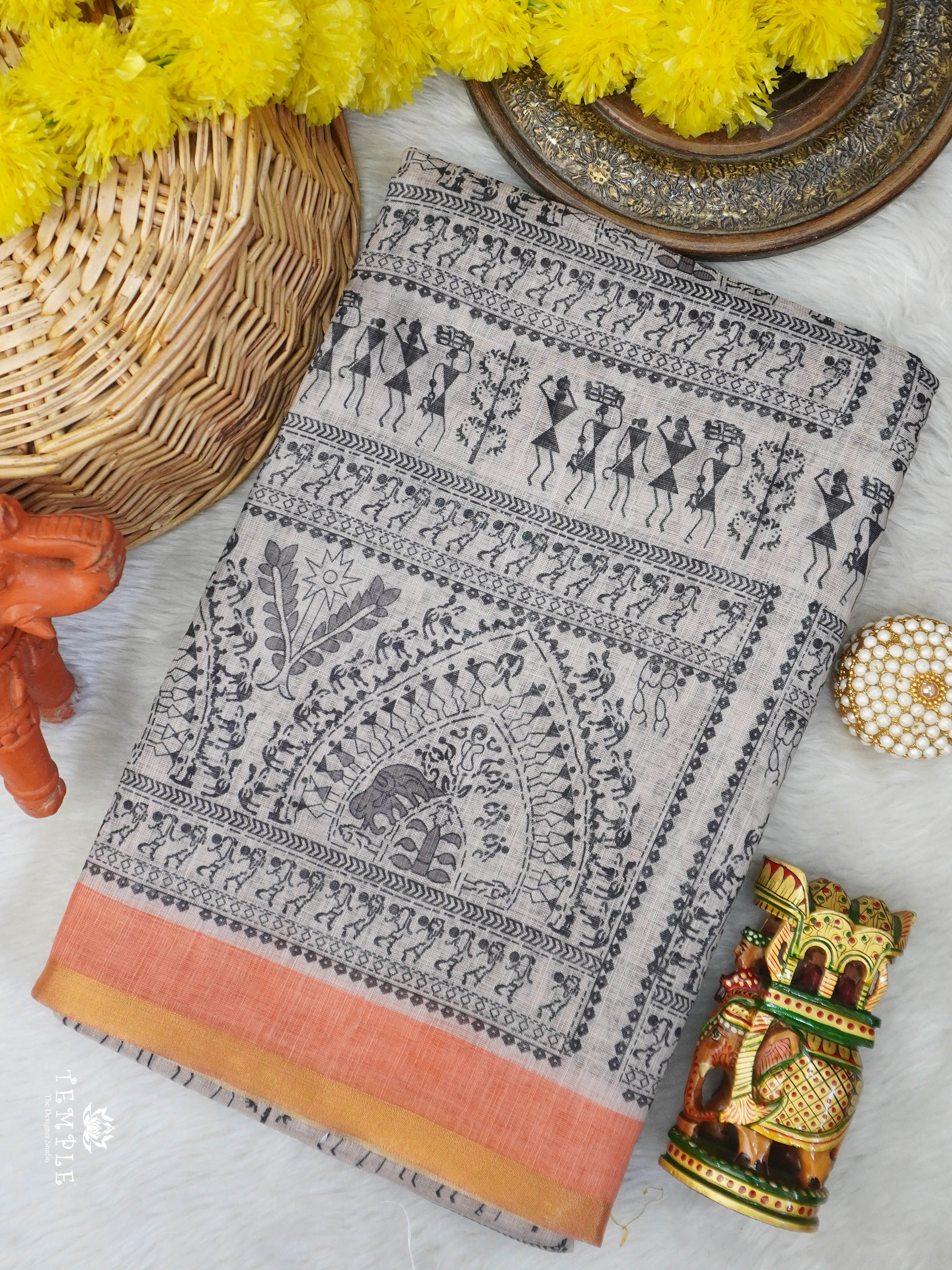 Linen Cotton Saree | TTDS3045