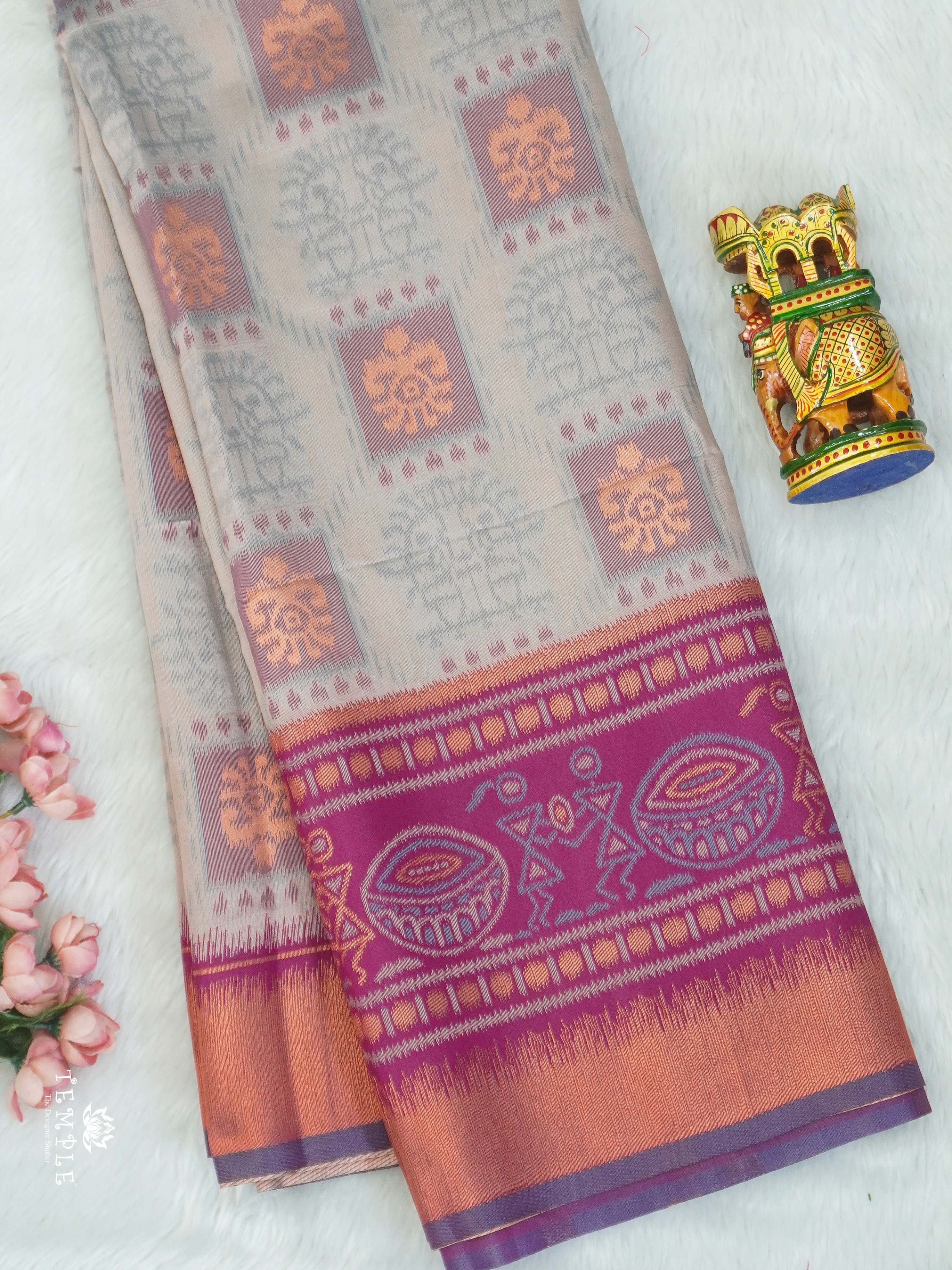 Warli Printed Art Silk Sarees | TTDS2569 | Design 2