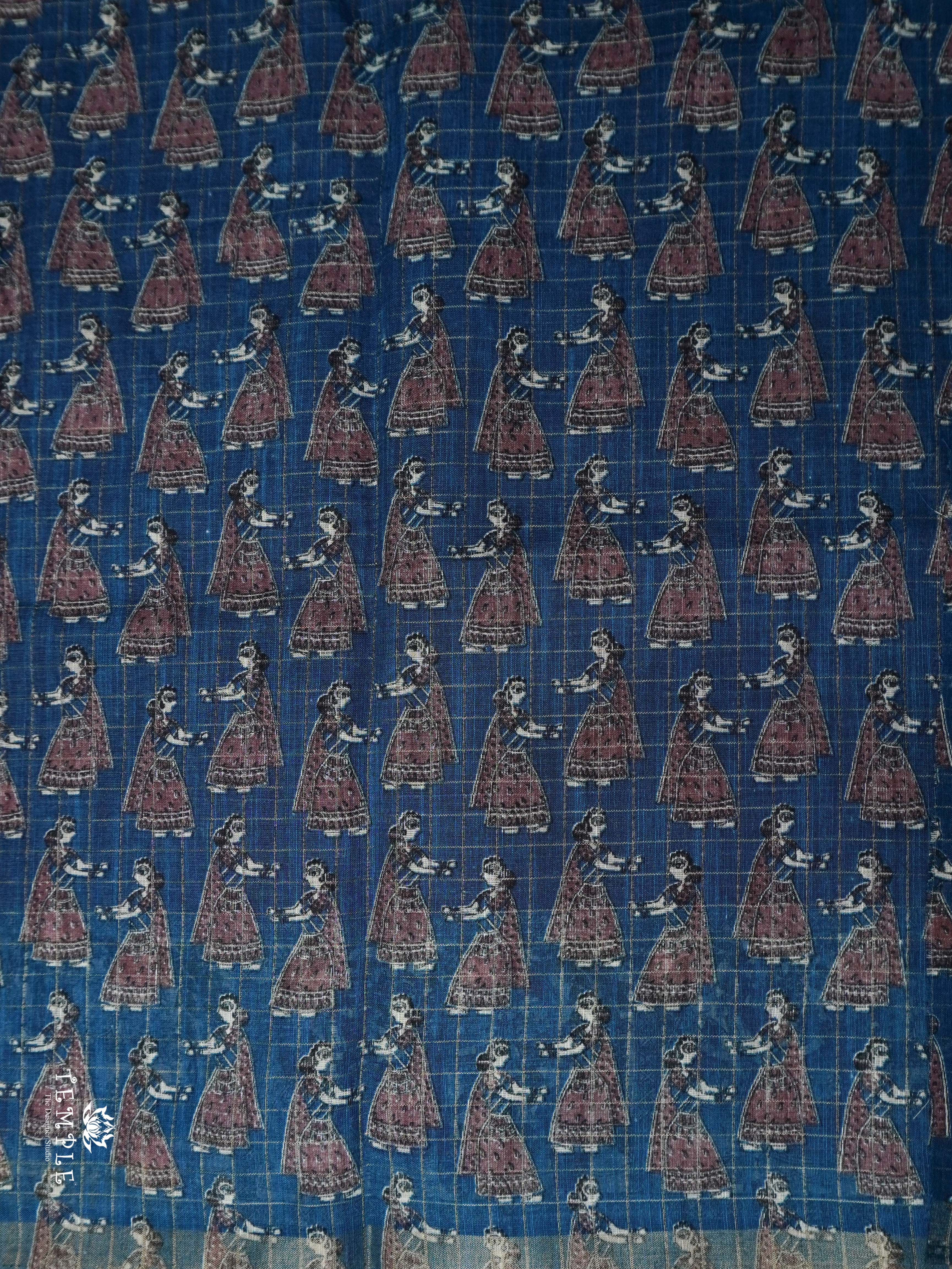 Linen Cotton Saree With Madhubani Prints | TTDS1921