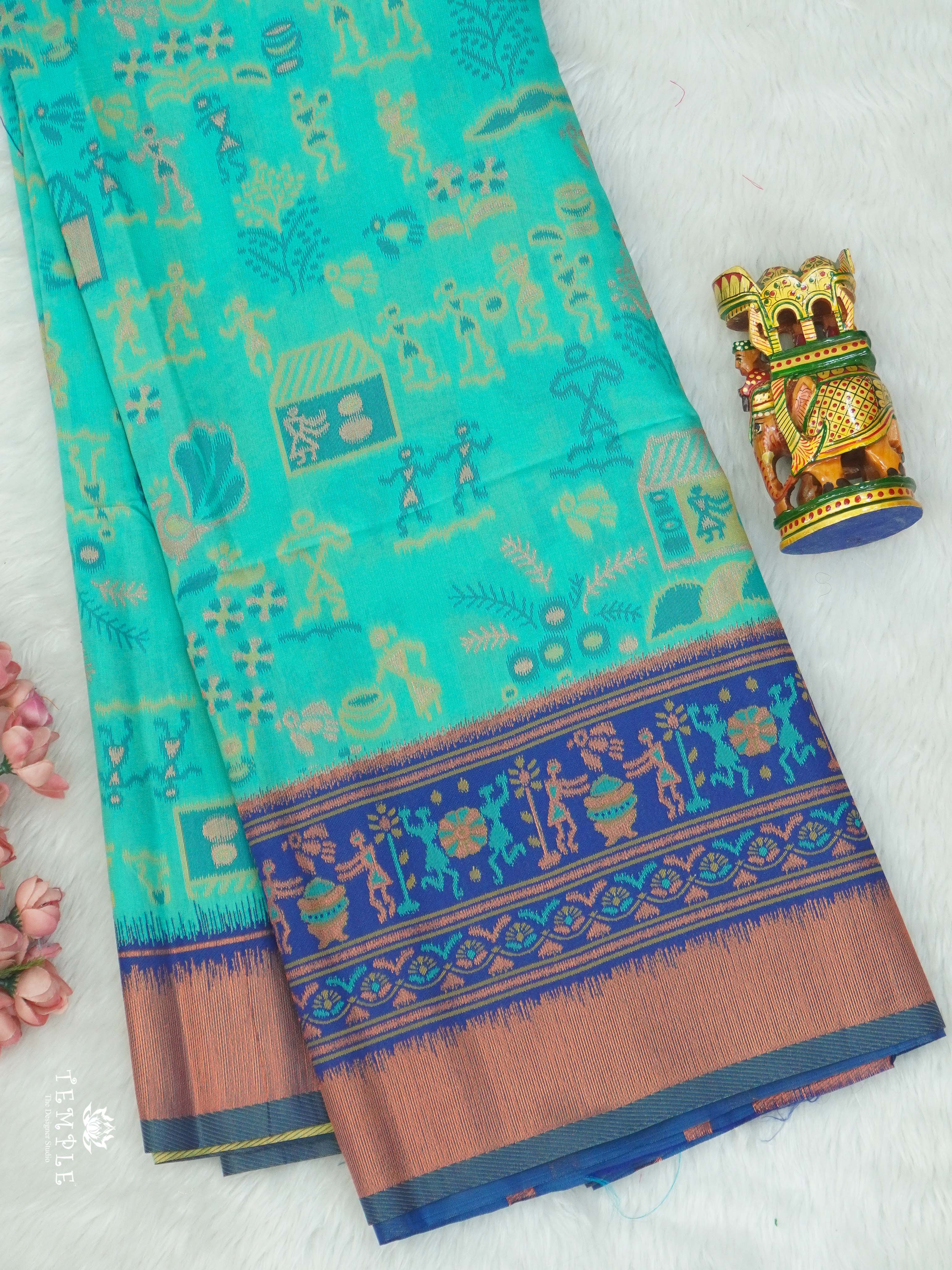 Warli Printed Art Silk Sarees | TTDS2570 | Design 3