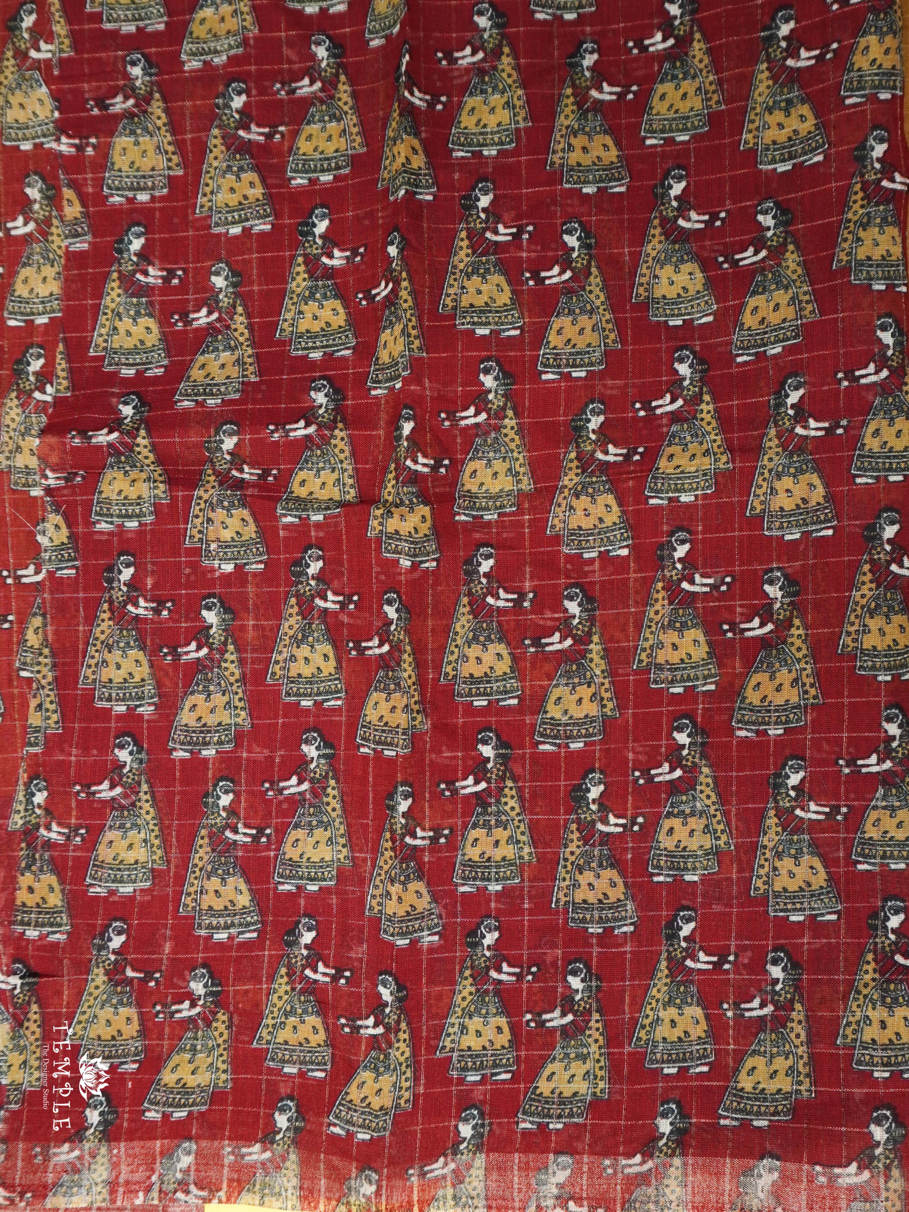 Linen Cotton Saree With Madhubani Prints | TTDS1921