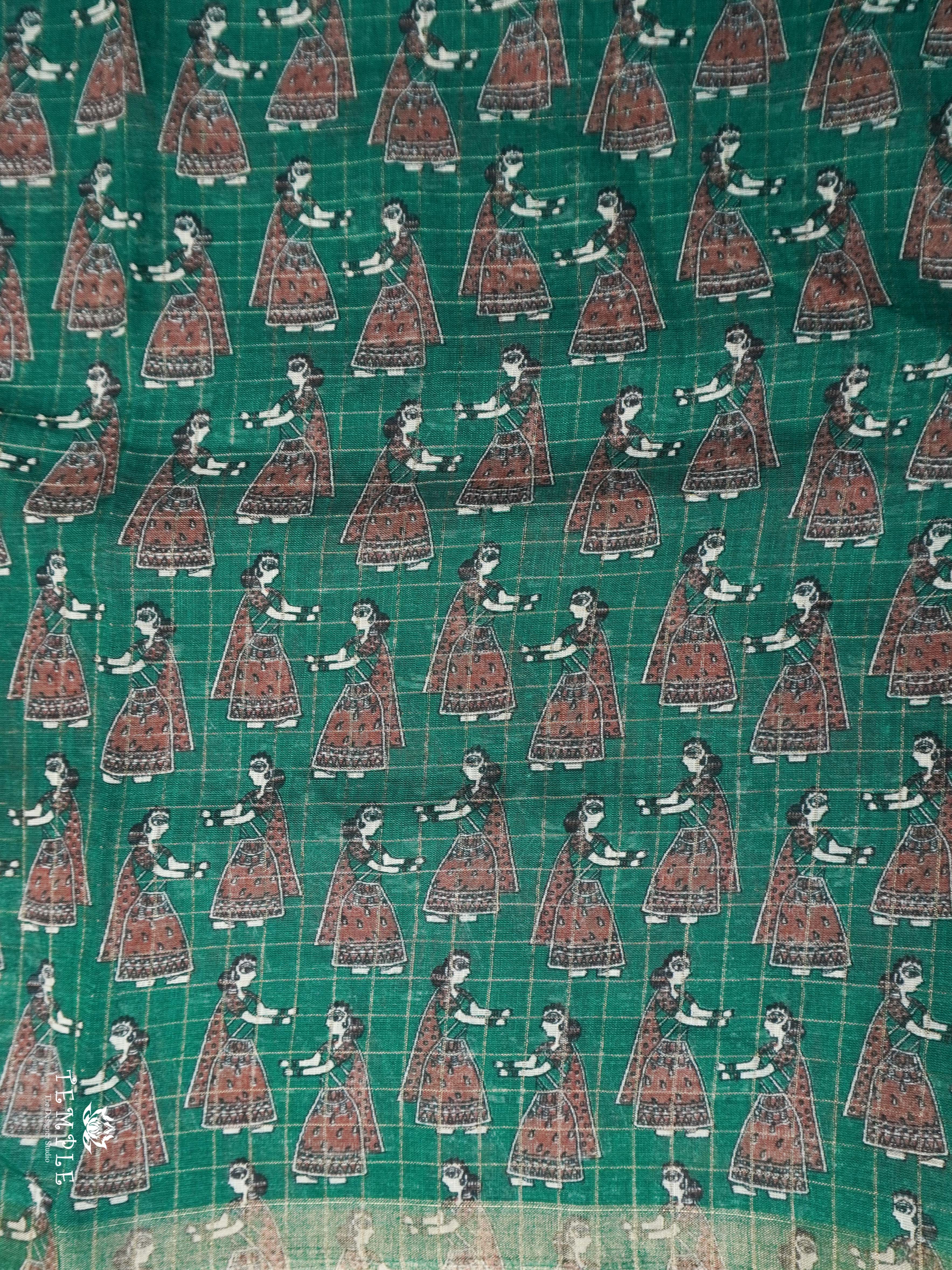 Linen Cotton Saree With Madhubani Prints | TTDS1921
