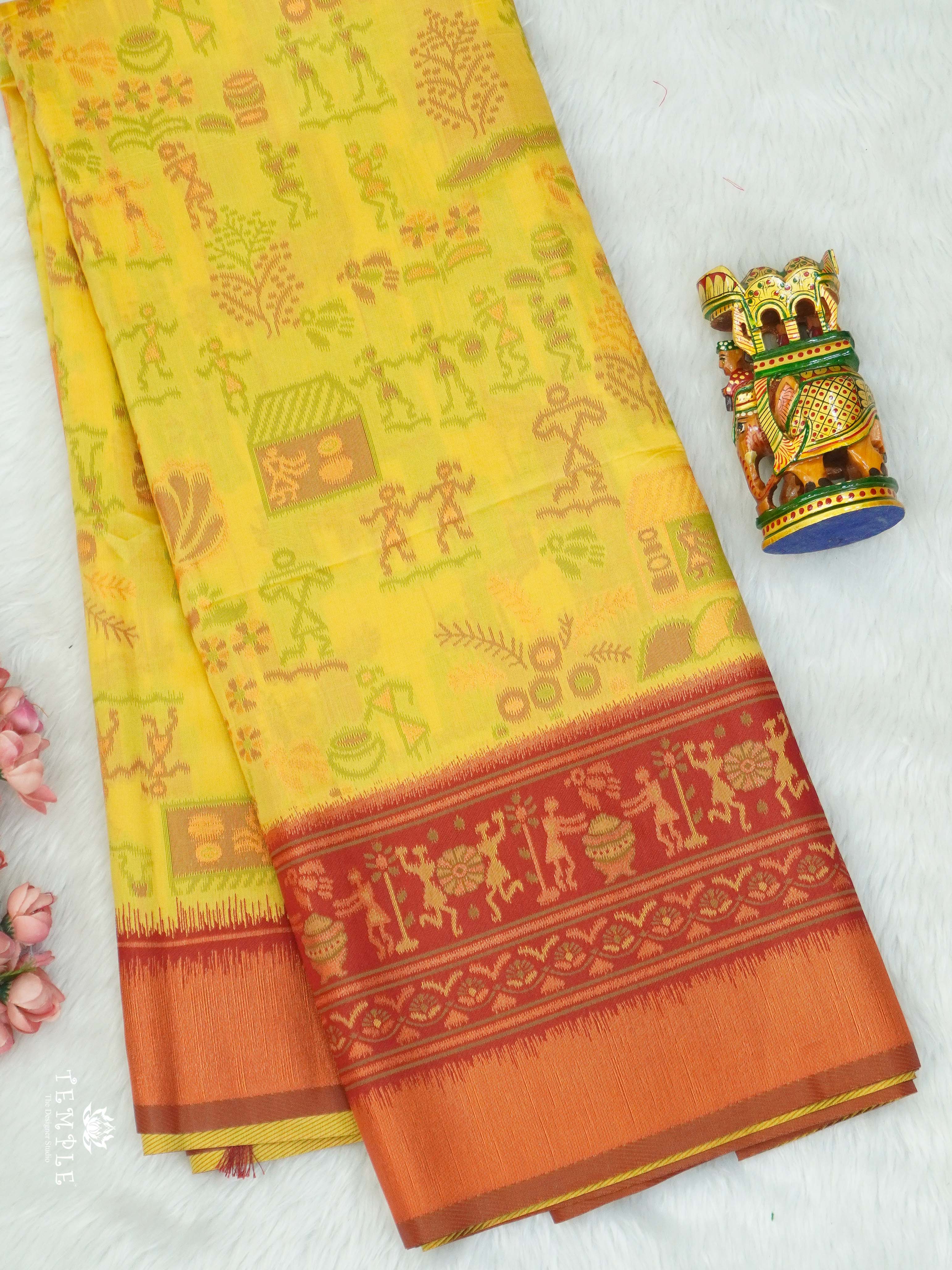 Warli Printed Art Silk Sarees | TTDS2570 | Design 3