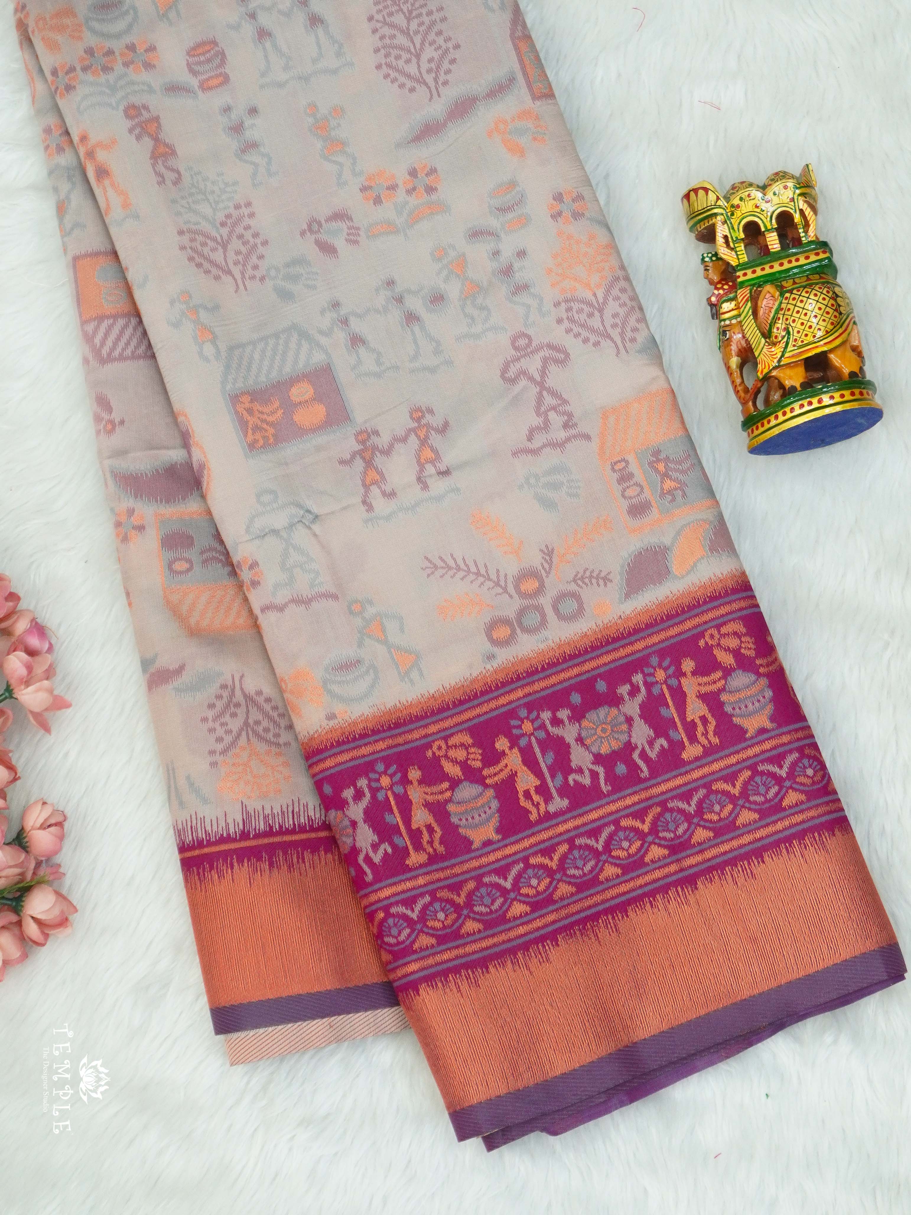 Warli Printed Art Silk Sarees | TTDS2570 | Design 3