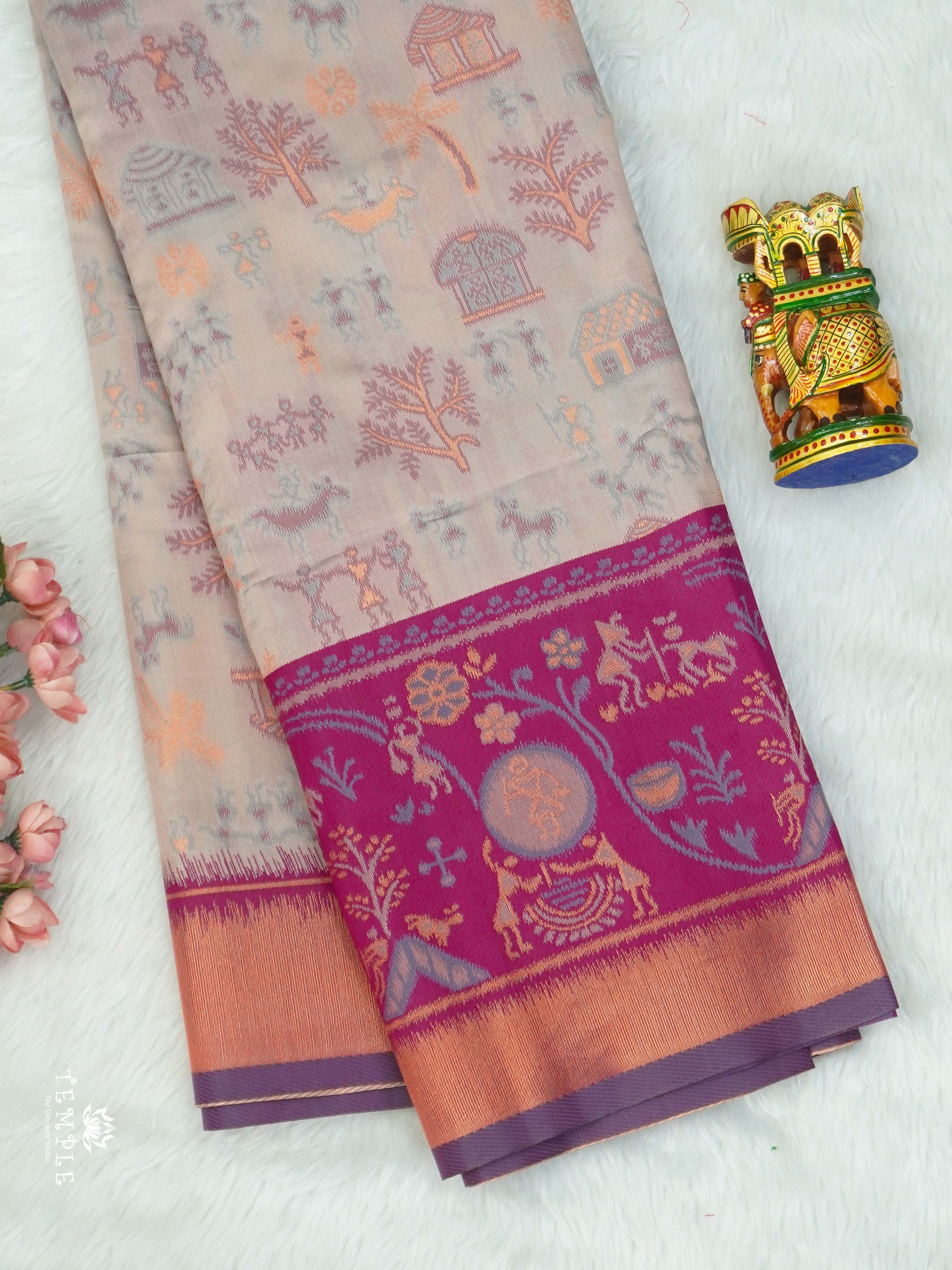 Warli Printed Art Silk Sarees | TTDS2571 | Design 4