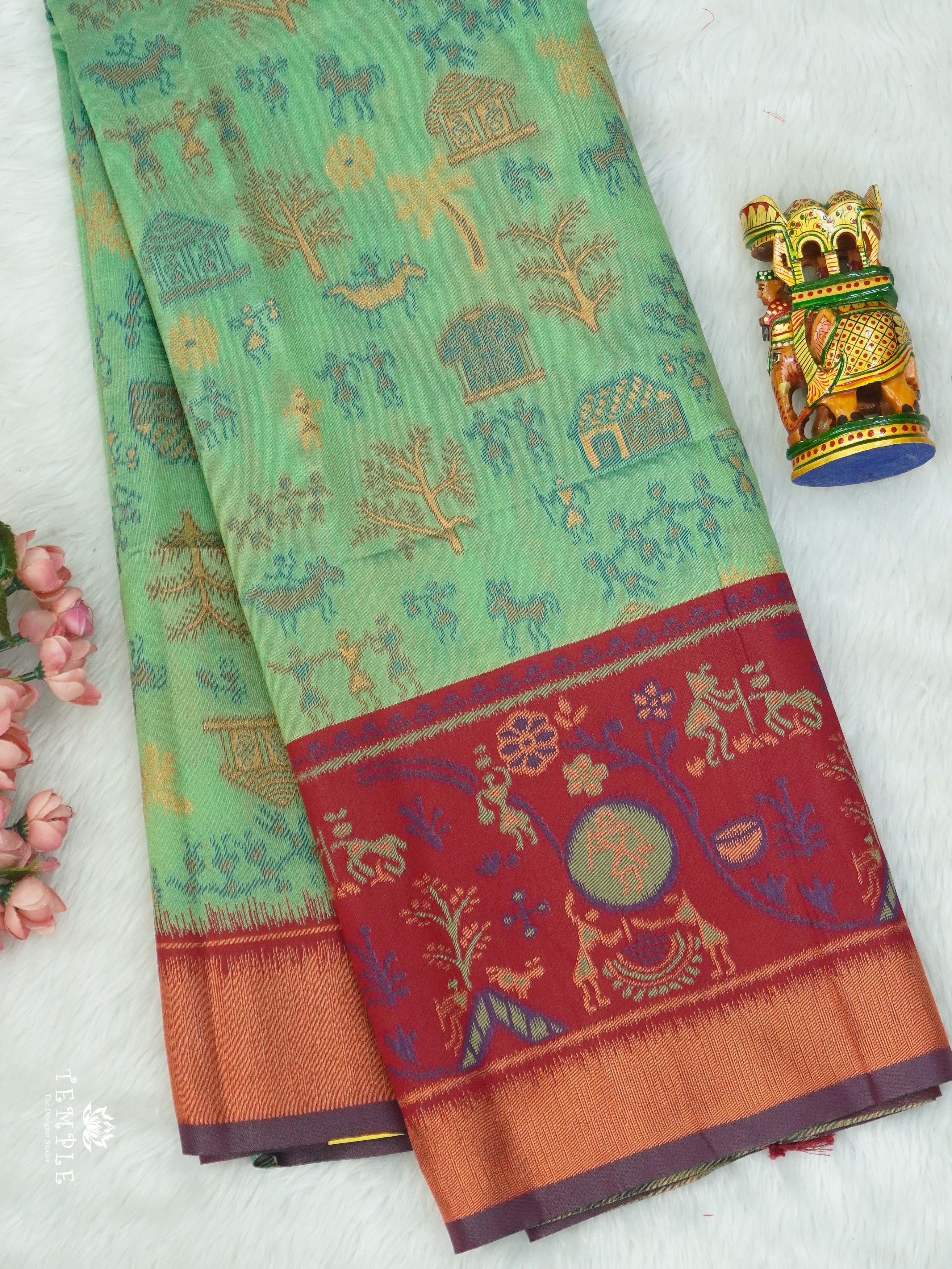 Warli Printed Art Silk Sarees | TTDS2571 | Design 4