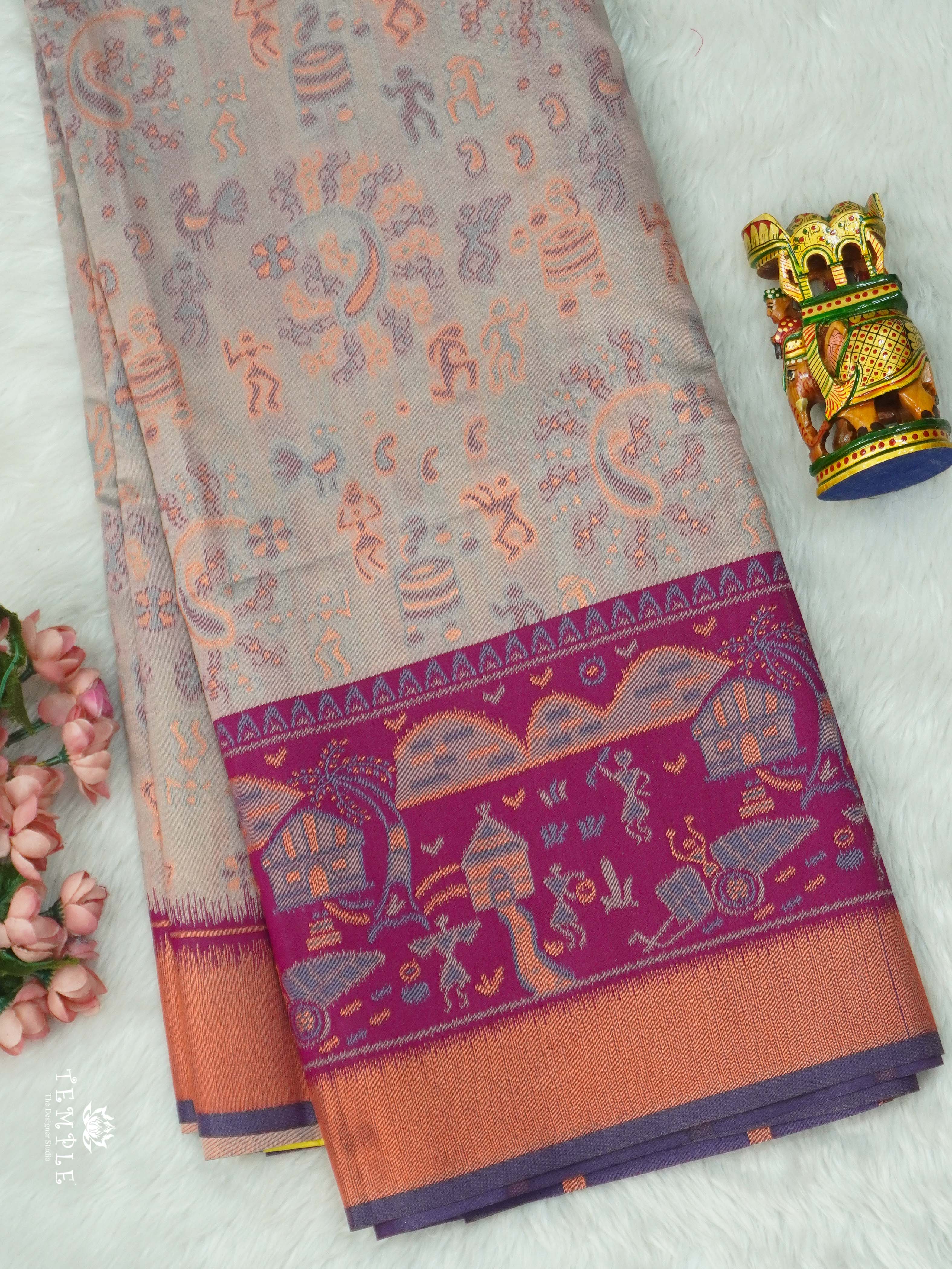 Warli Printed Art Silk Sarees | TTDS2583 | Design 7