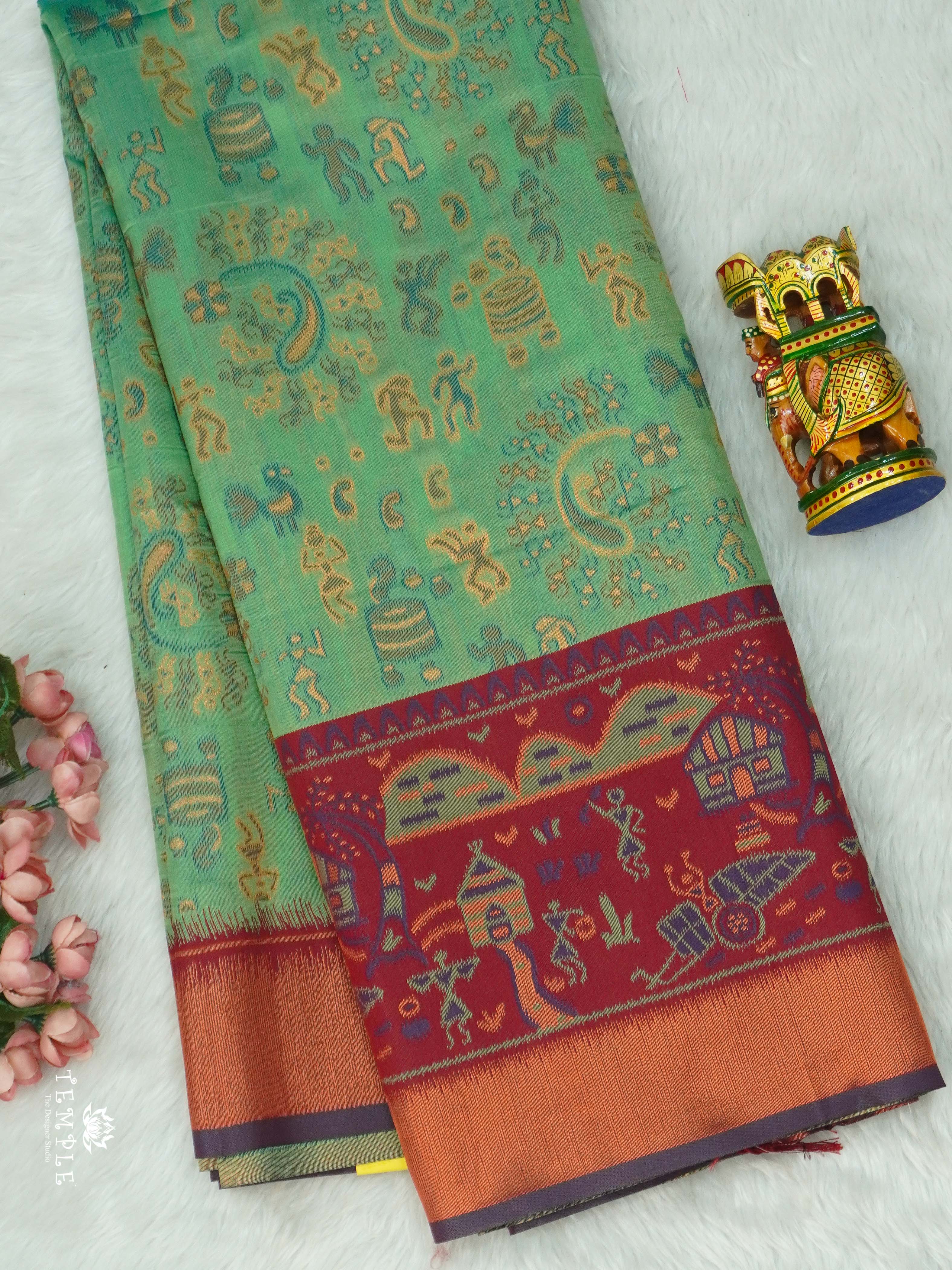 Warli Printed Art Silk Sarees | TTDS2583 | Design 7
