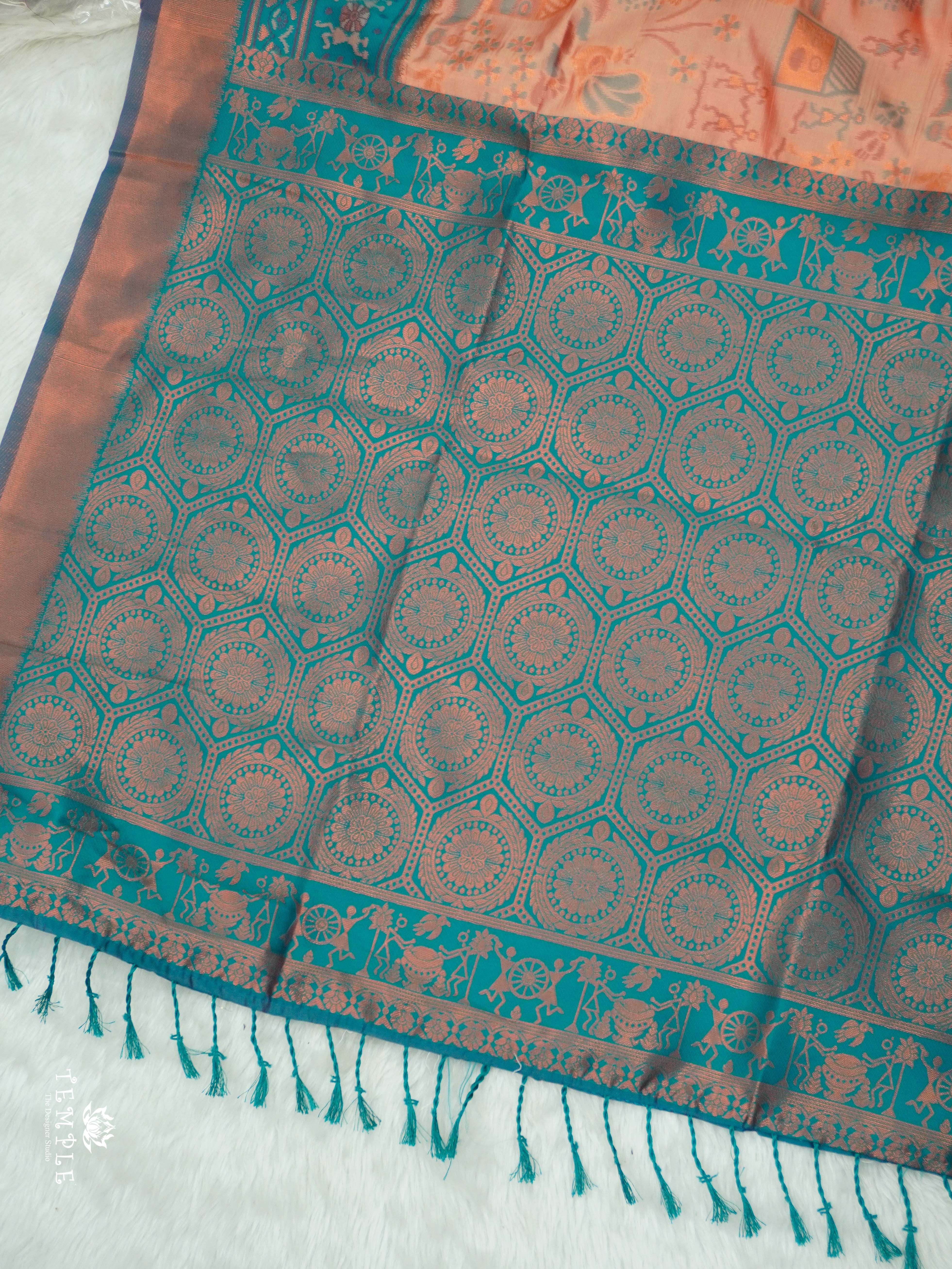 Warli Printed Art Silk Sarees | TTDS2570 | Design 3