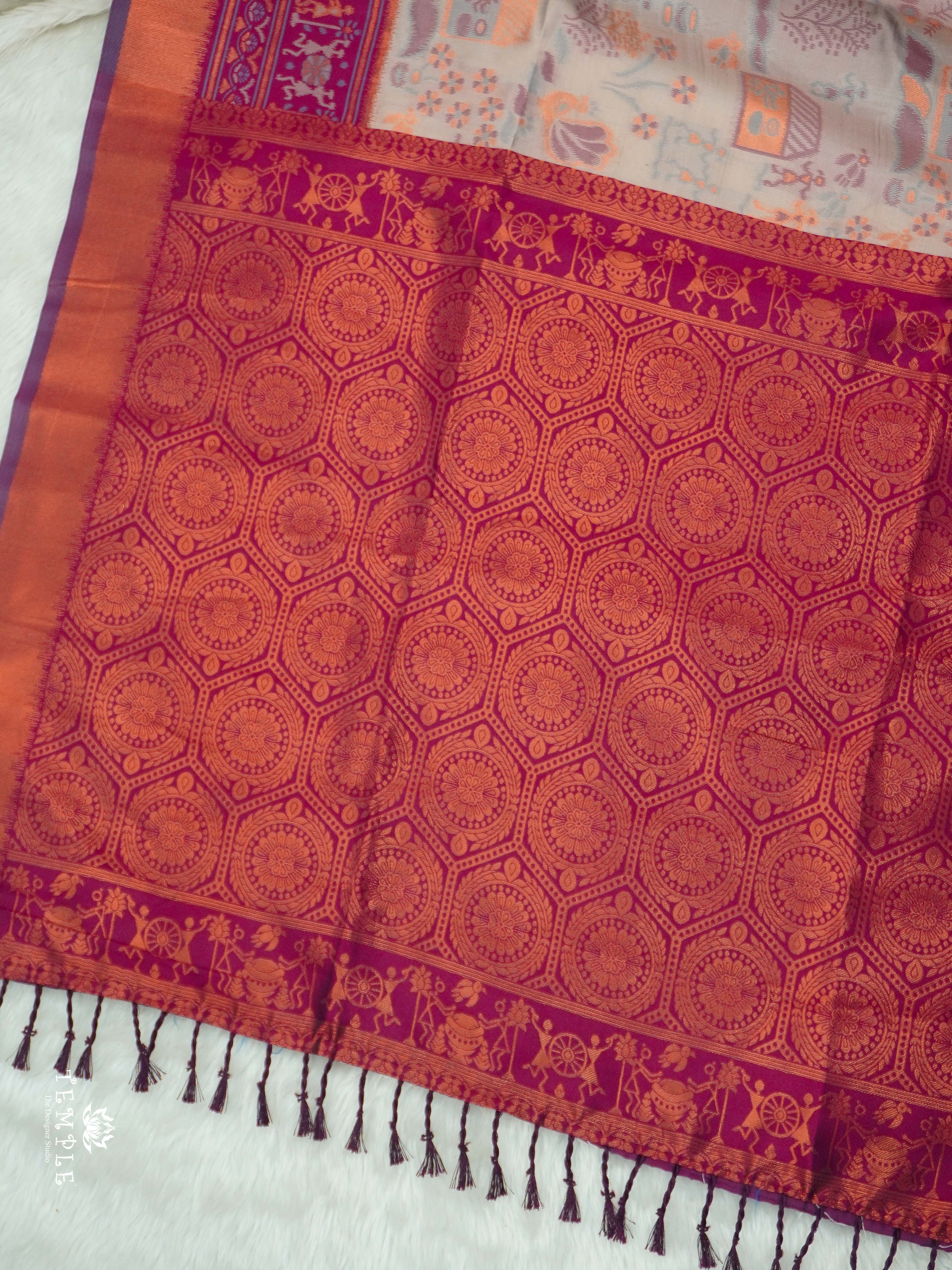Warli Printed Art Silk Sarees | TTDS2570 | Design 3