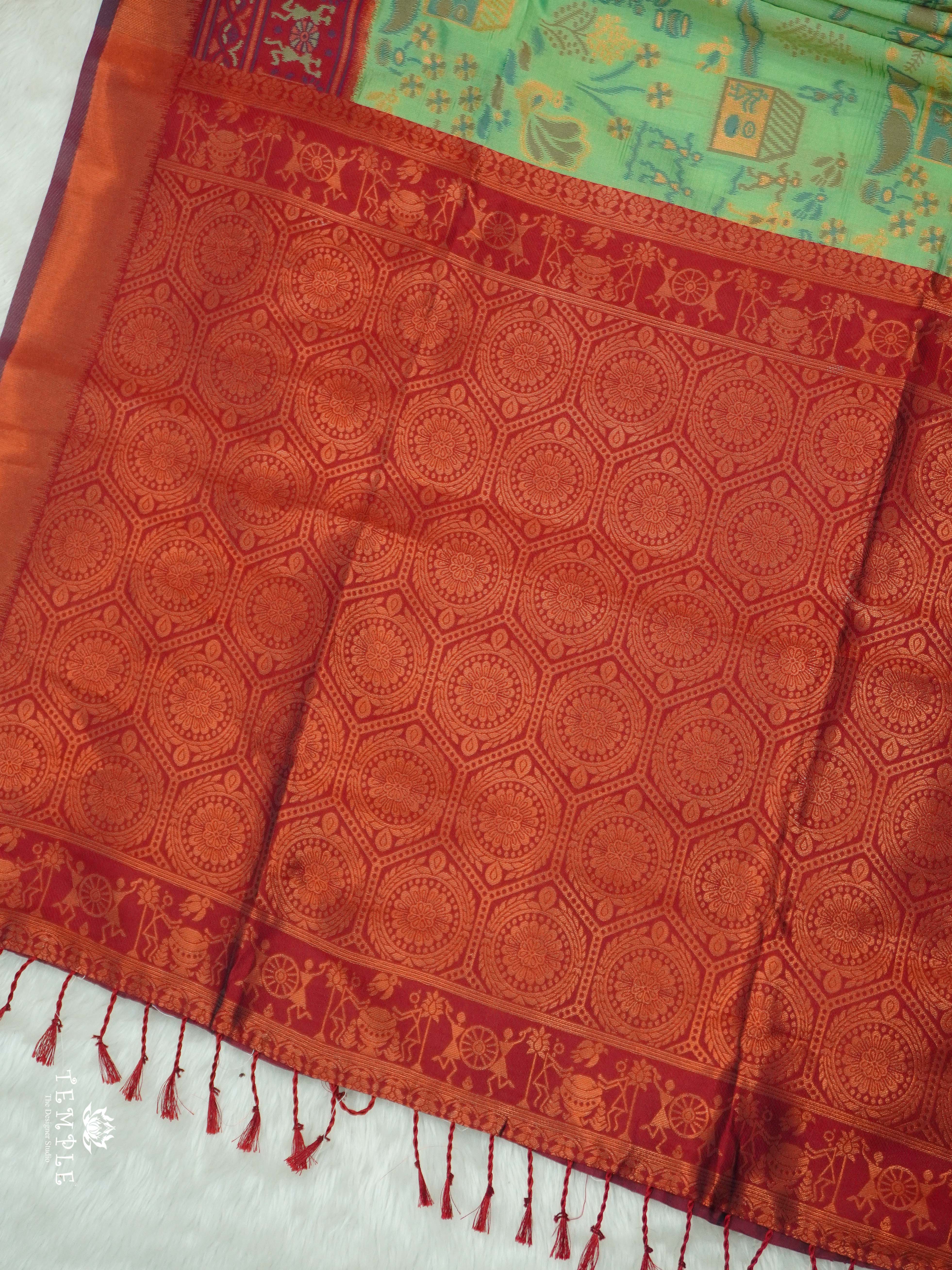 Warli Printed Art Silk Sarees | TTDS2570 | Design 3
