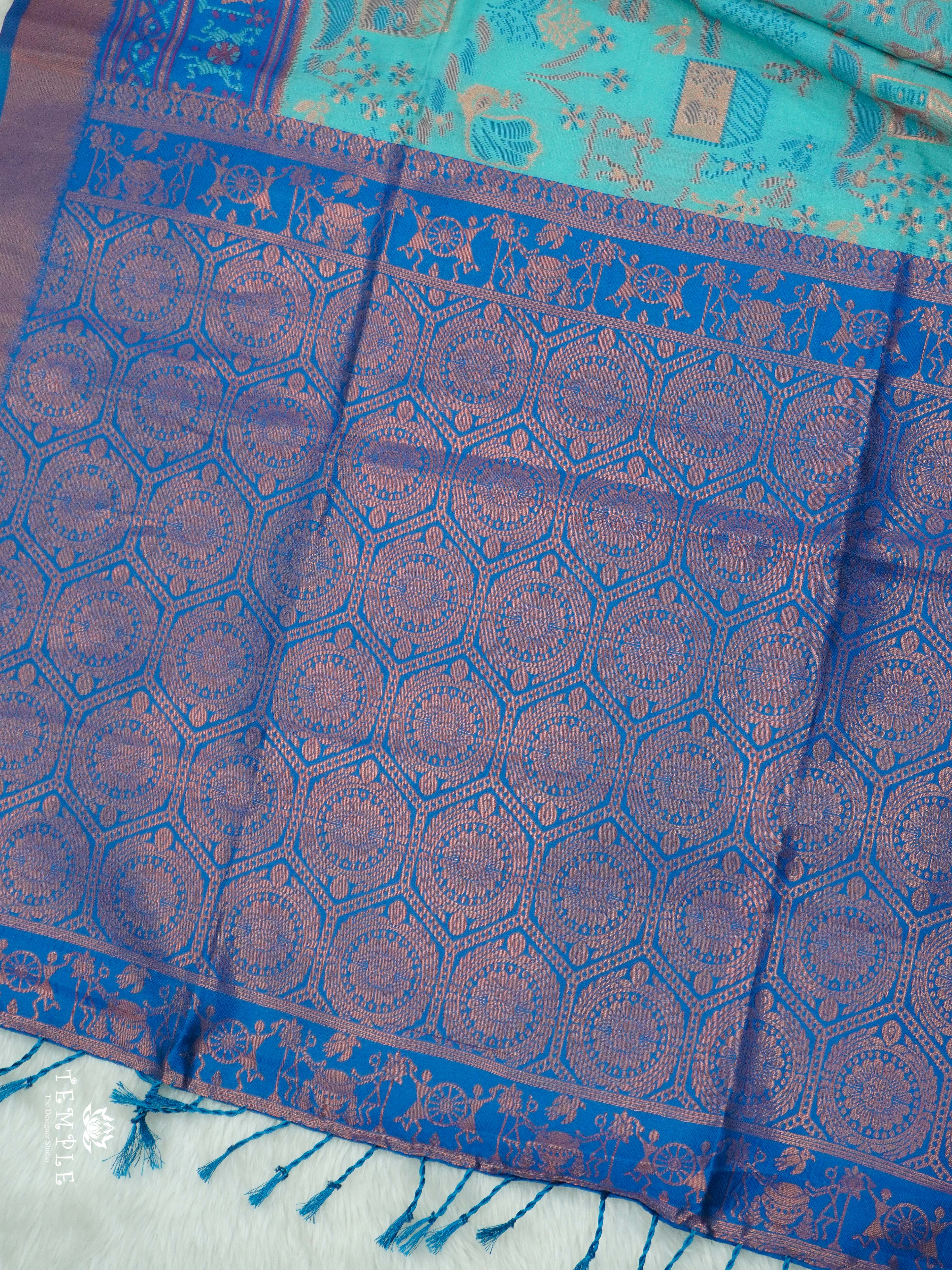 Warli Printed Art Silk Sarees | TTDS2570 | Design 3