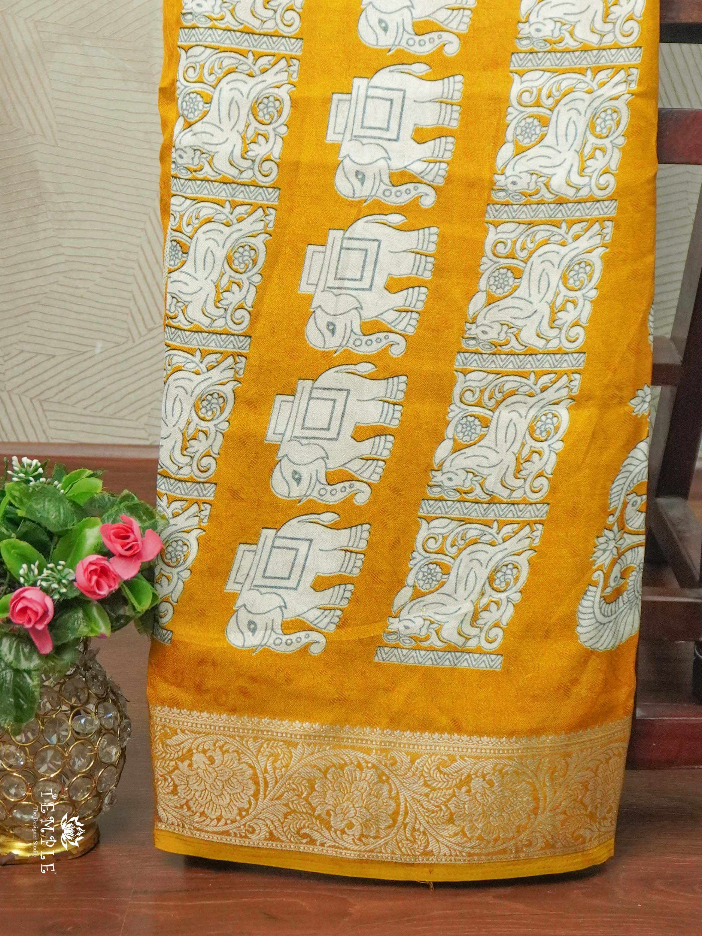 Stripe Printed Crepe Silk Saree | TTDS2588