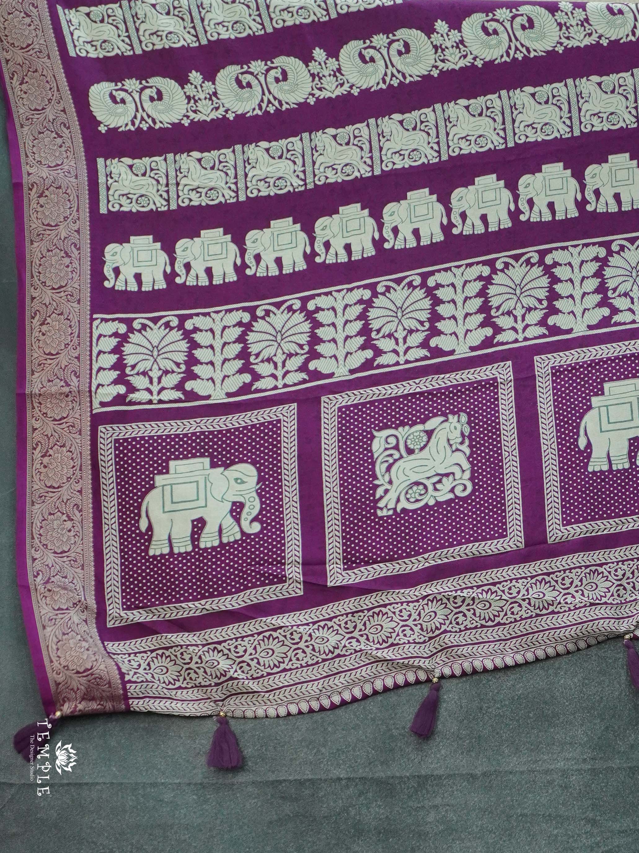 Stripe Printed Crepe Silk Saree | TTDS2588