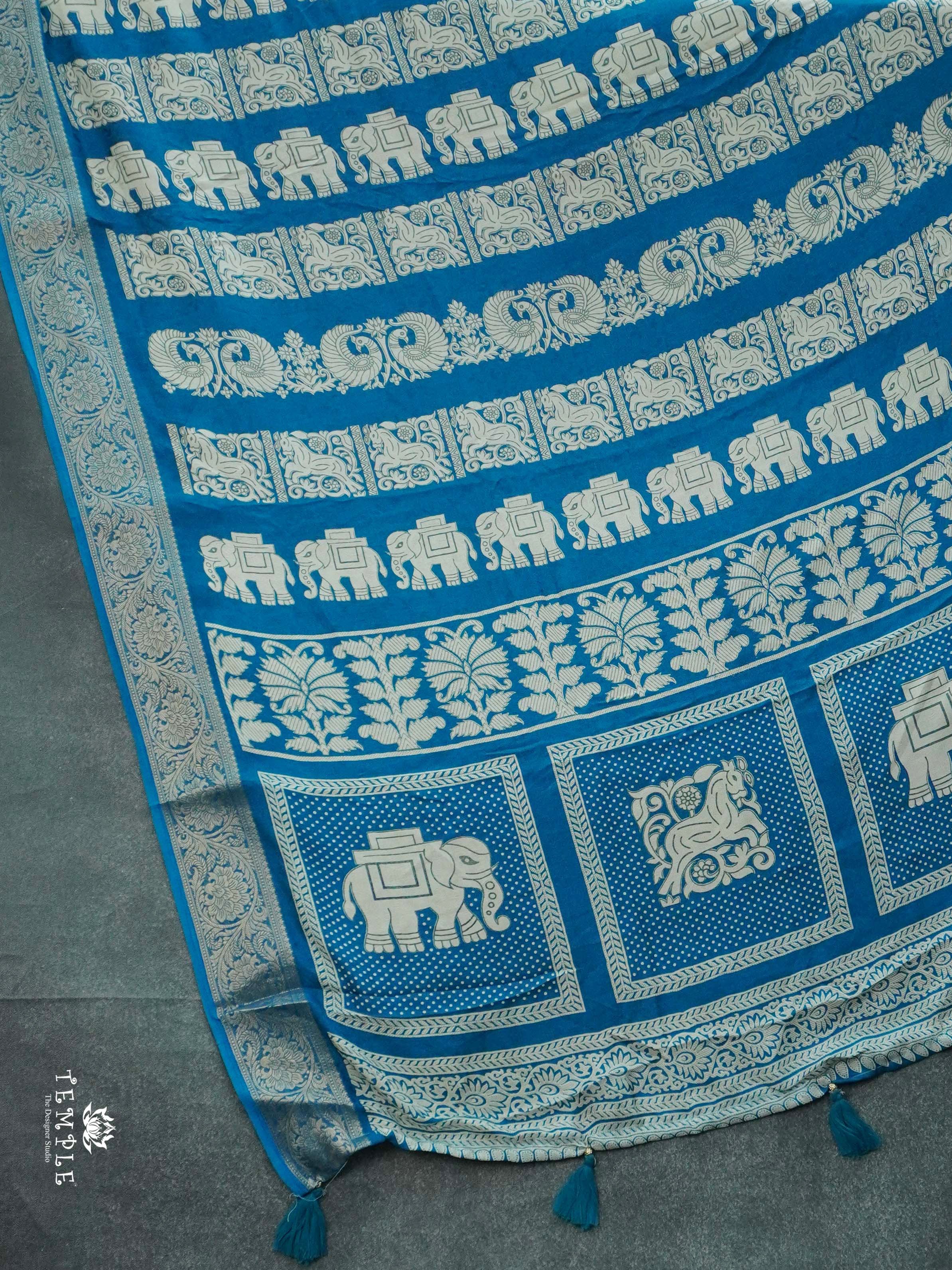 Stripe Printed Crepe Silk Saree | TTDS2588