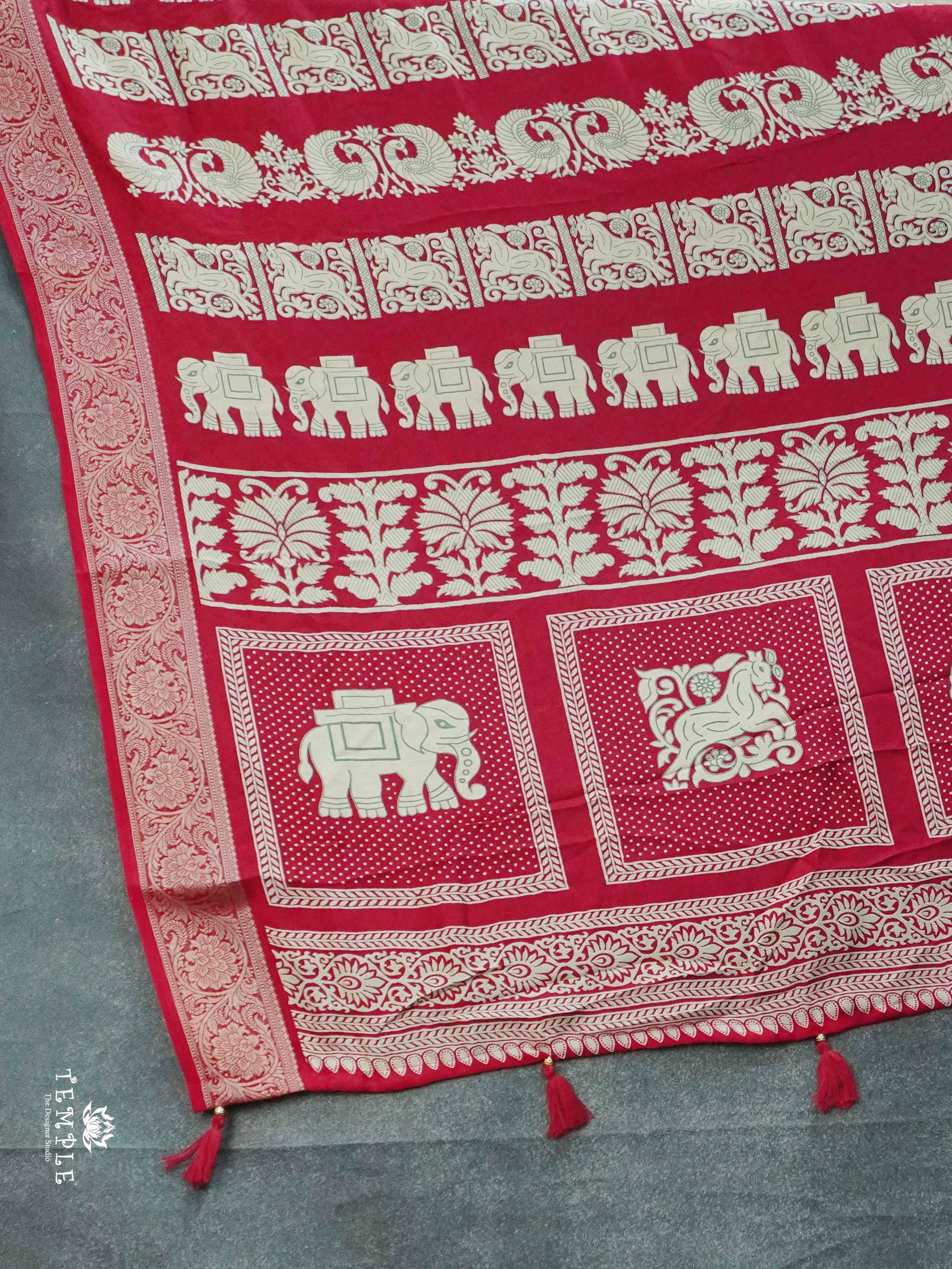 Stripe Printed Crepe Silk Saree | TTDS2588