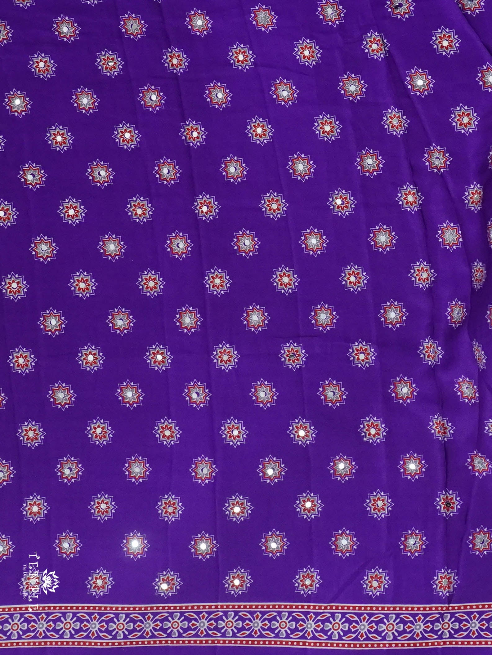 Ajrakh Printed Modal Silk Saree | TTDS3058