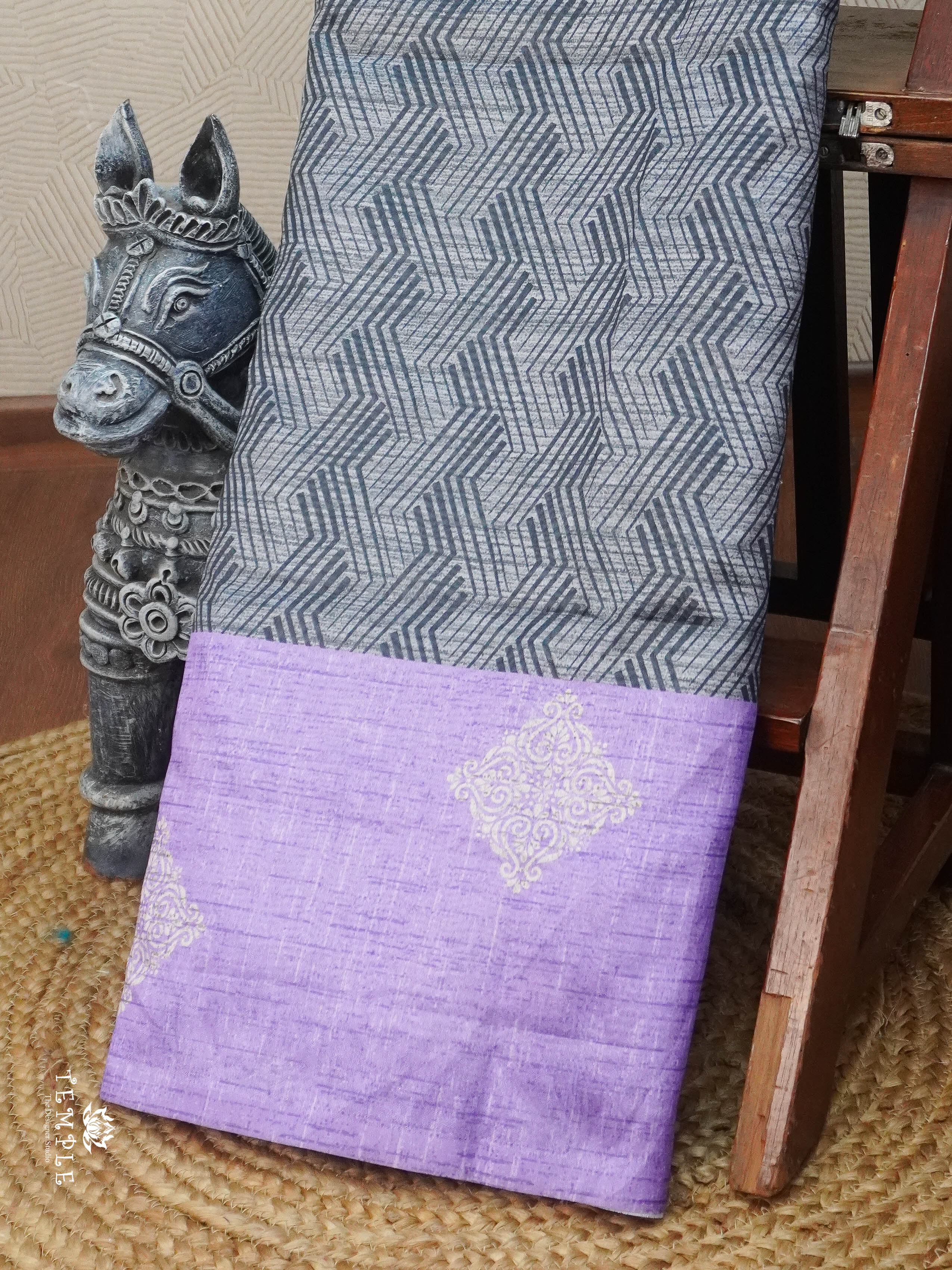 Printed Tussar Silk Saree | TTDS3068