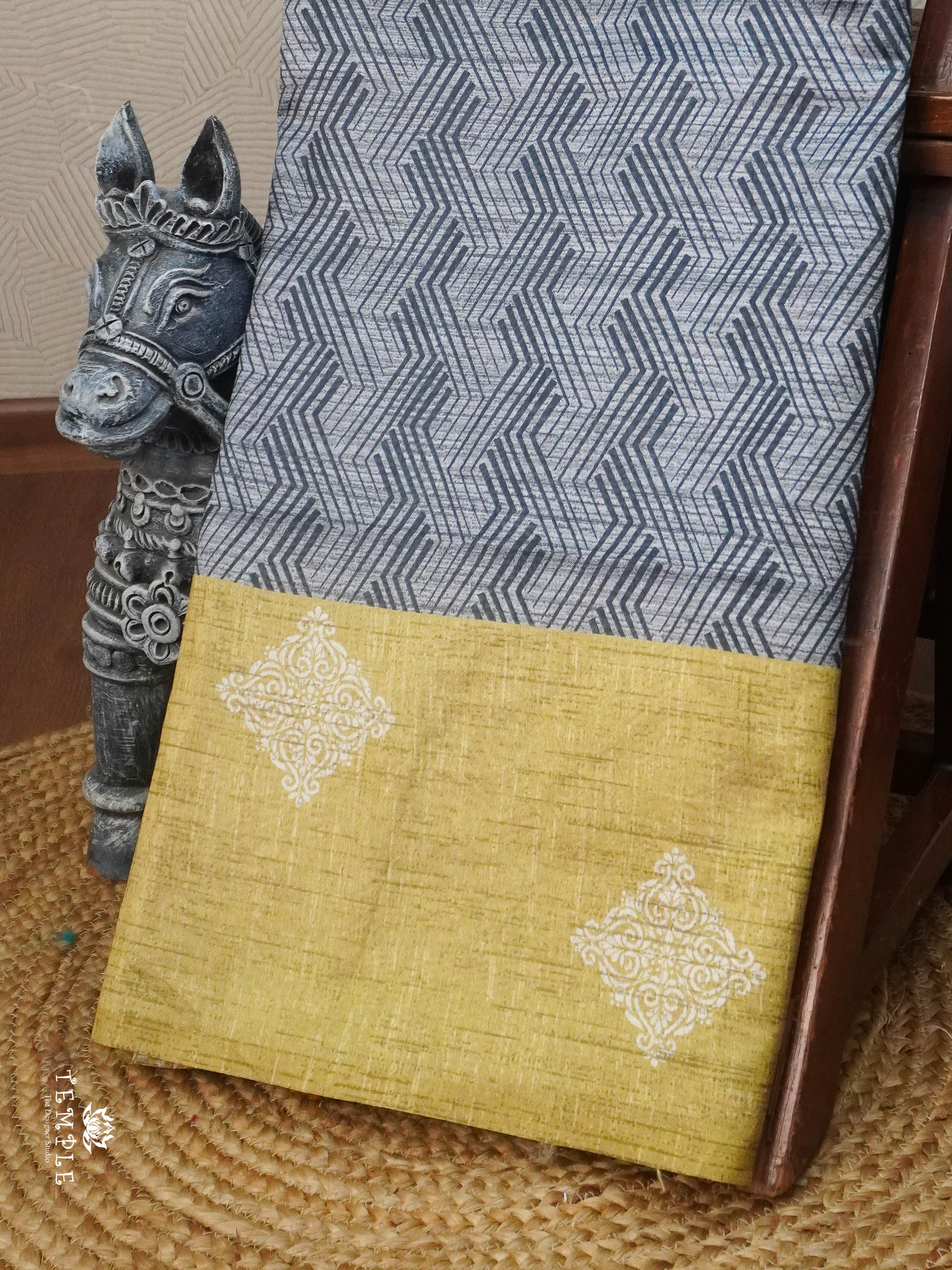 Printed Tussar Silk Saree | TTDS3068