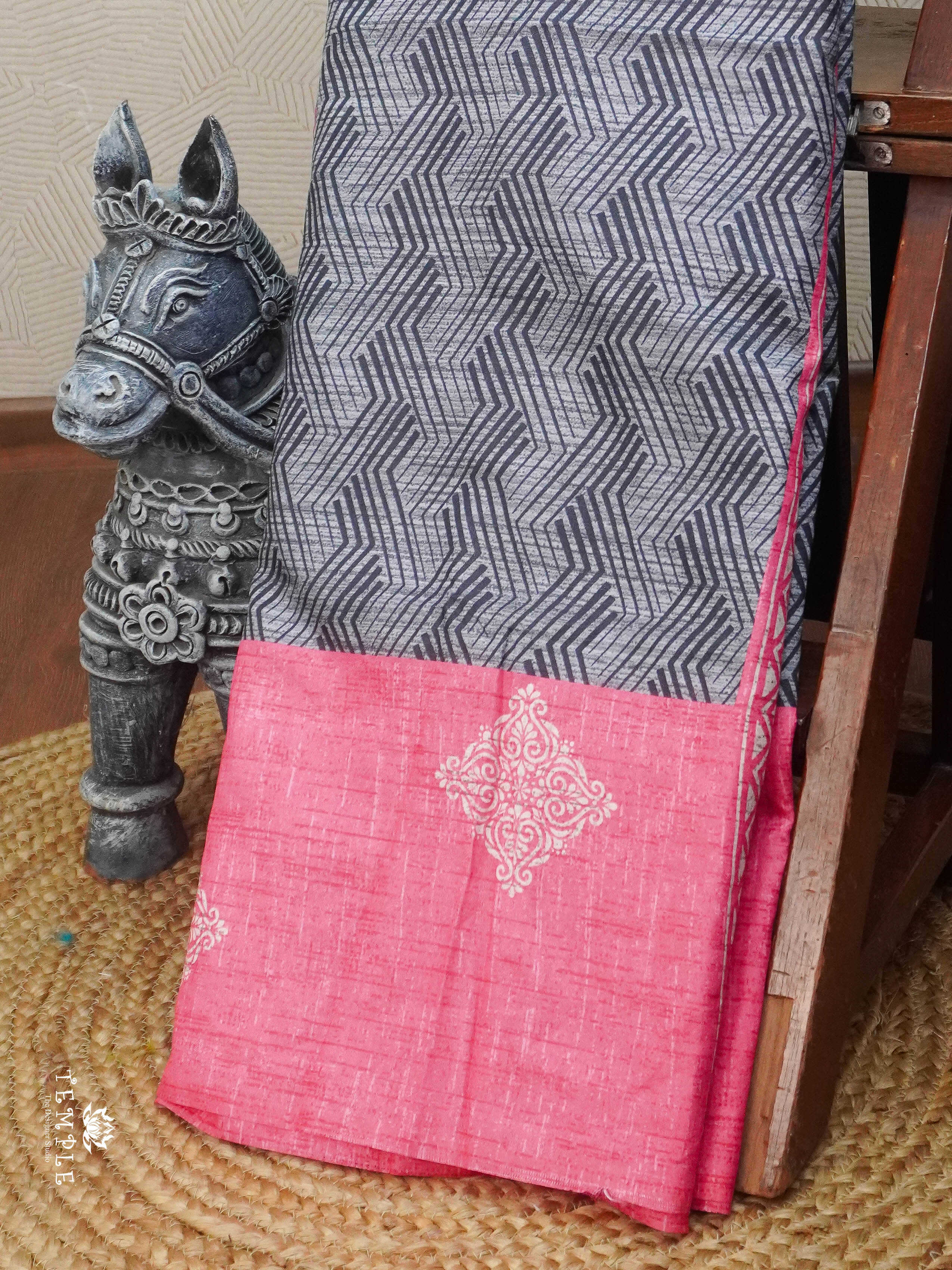 Printed Tussar Silk Saree | TTDS3068