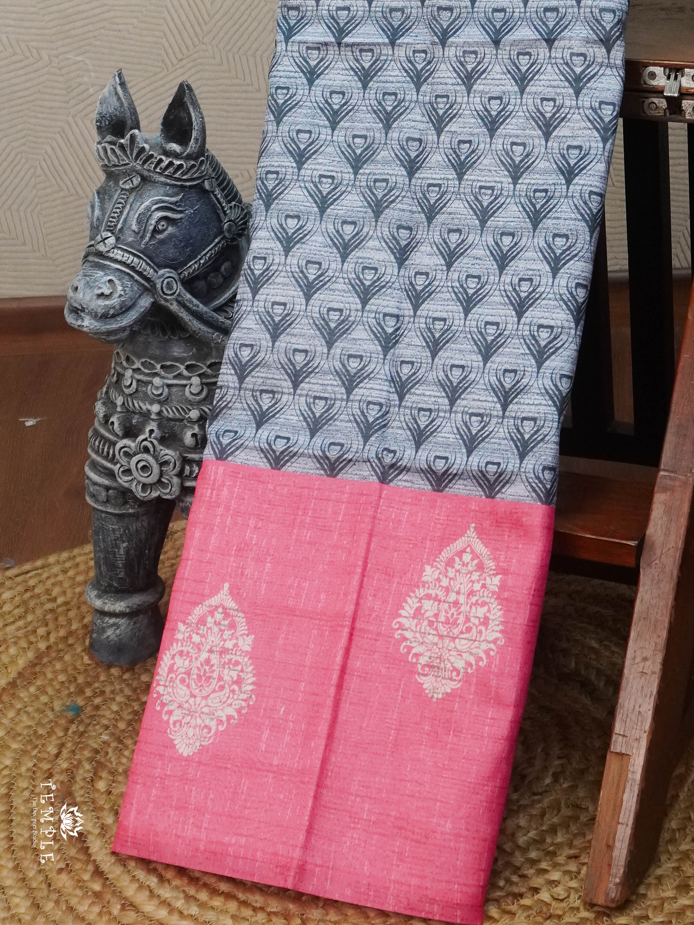 Printed Tussar Silk Saree | TTDS3069