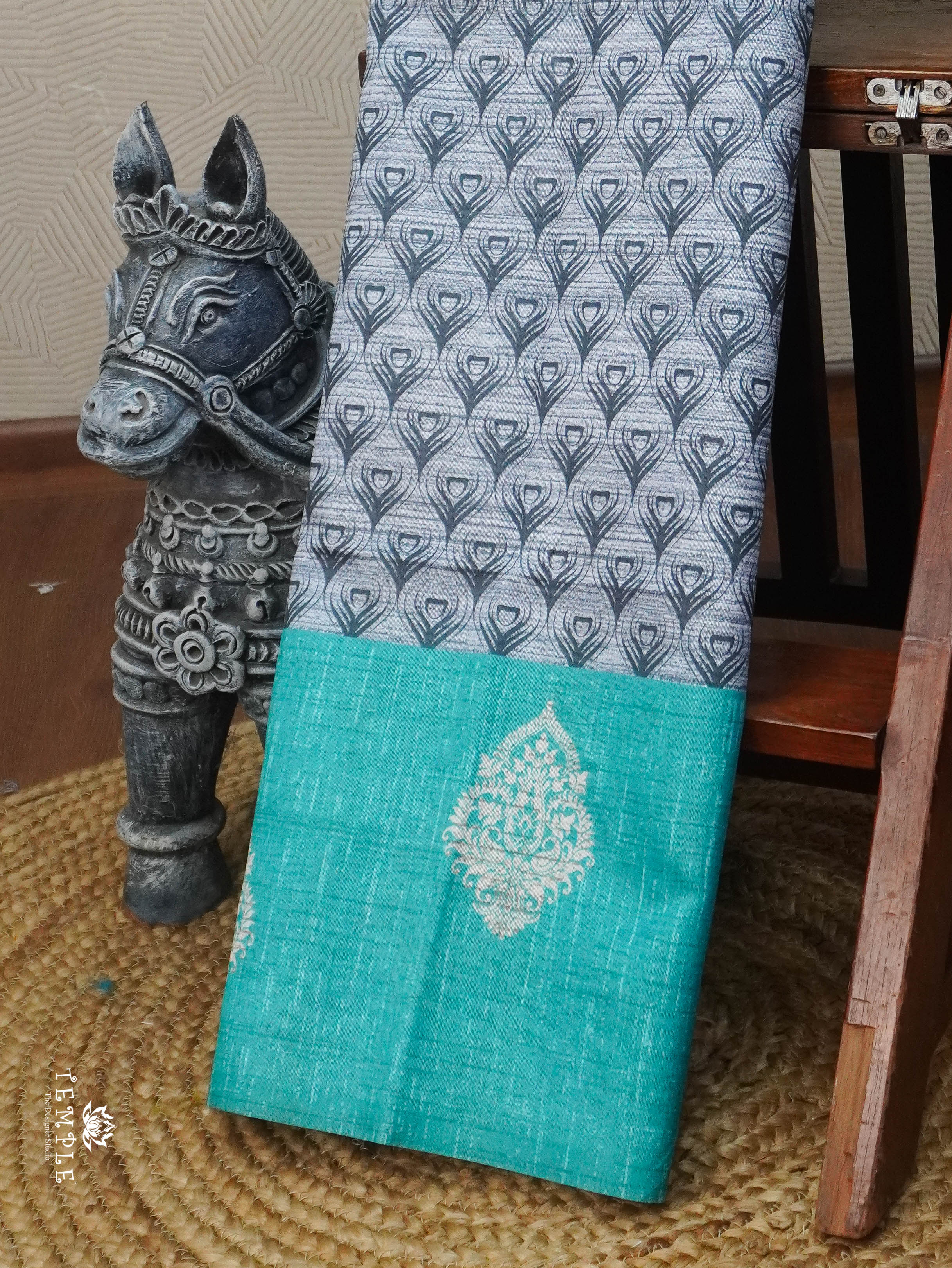 Printed Tussar Silk Saree | TTDS3069