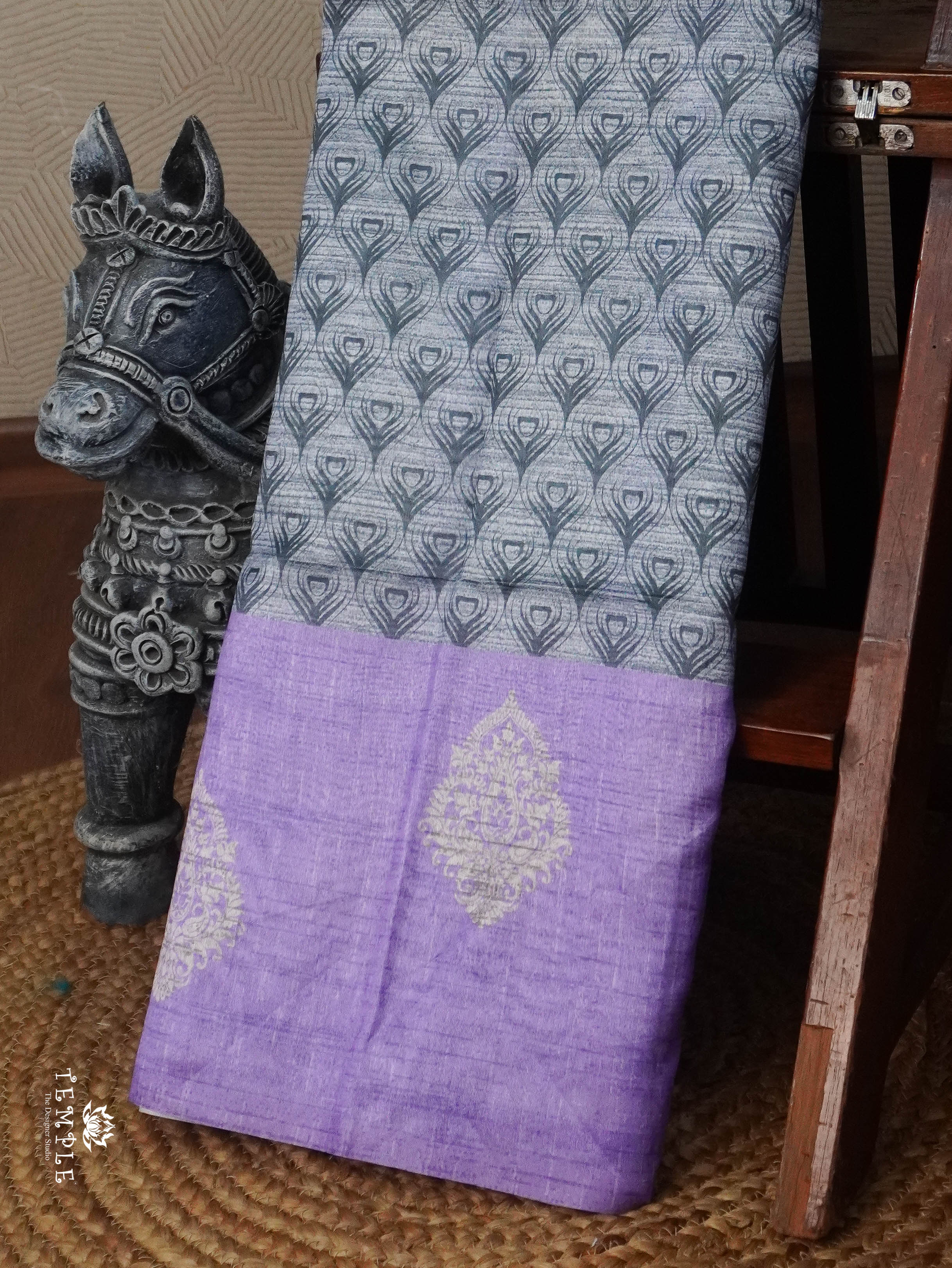 Printed Tussar Silk Saree | TTDS3069