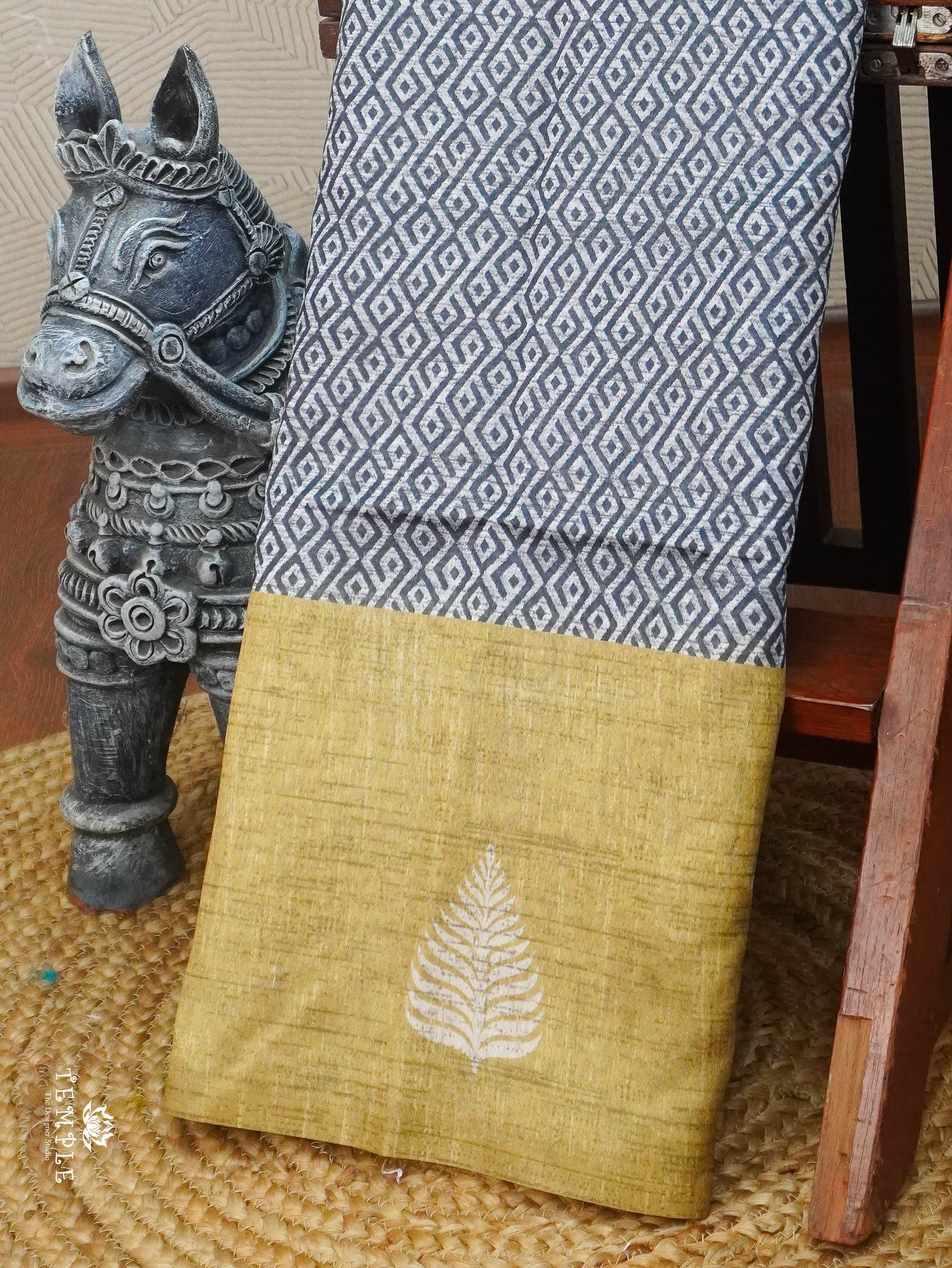 Printed Tussar Silk Saree | TTDS3070