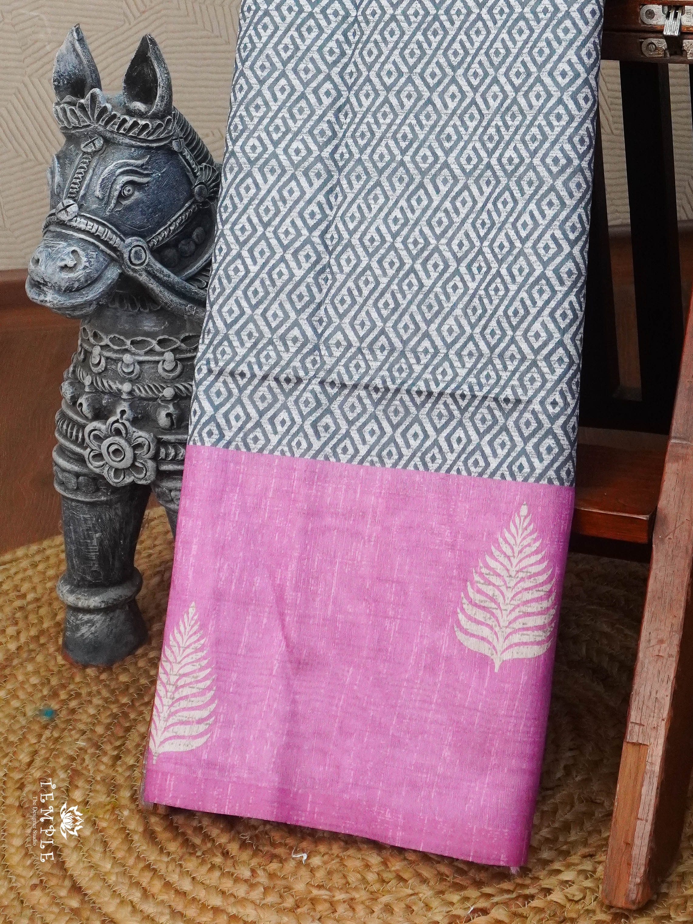 Printed Tussar Silk Saree | TTDS3070