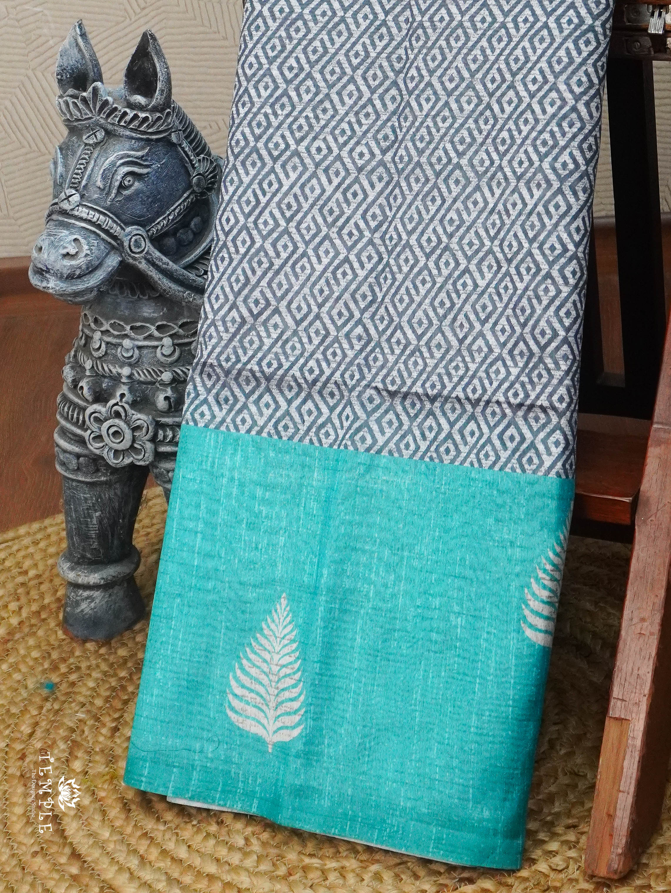 Printed Tussar Silk Saree | TTDS3070