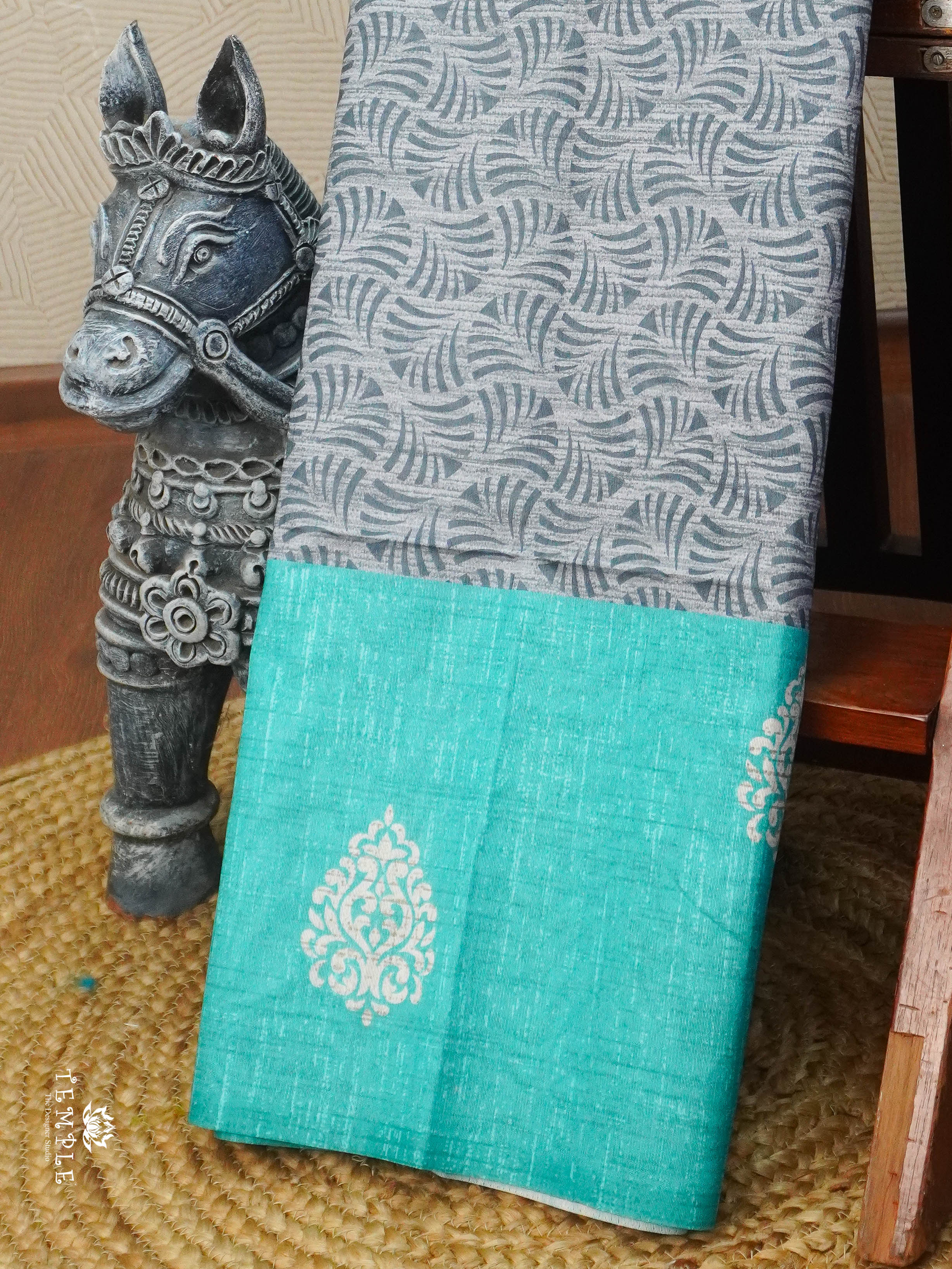 Printed Tussar Silk Saree | TTDS3072