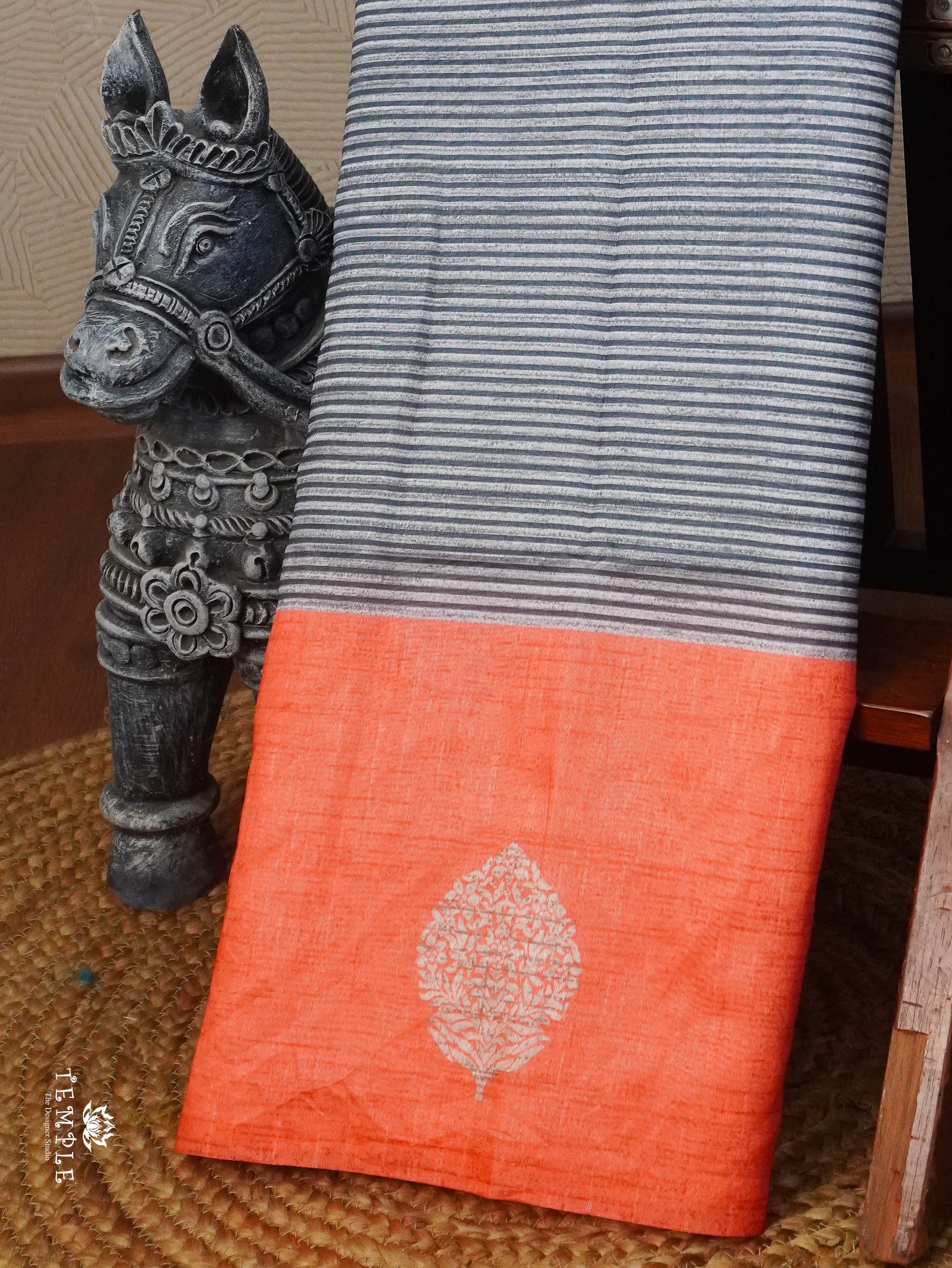 Printed Tussar Silk Saree | TTDS3073