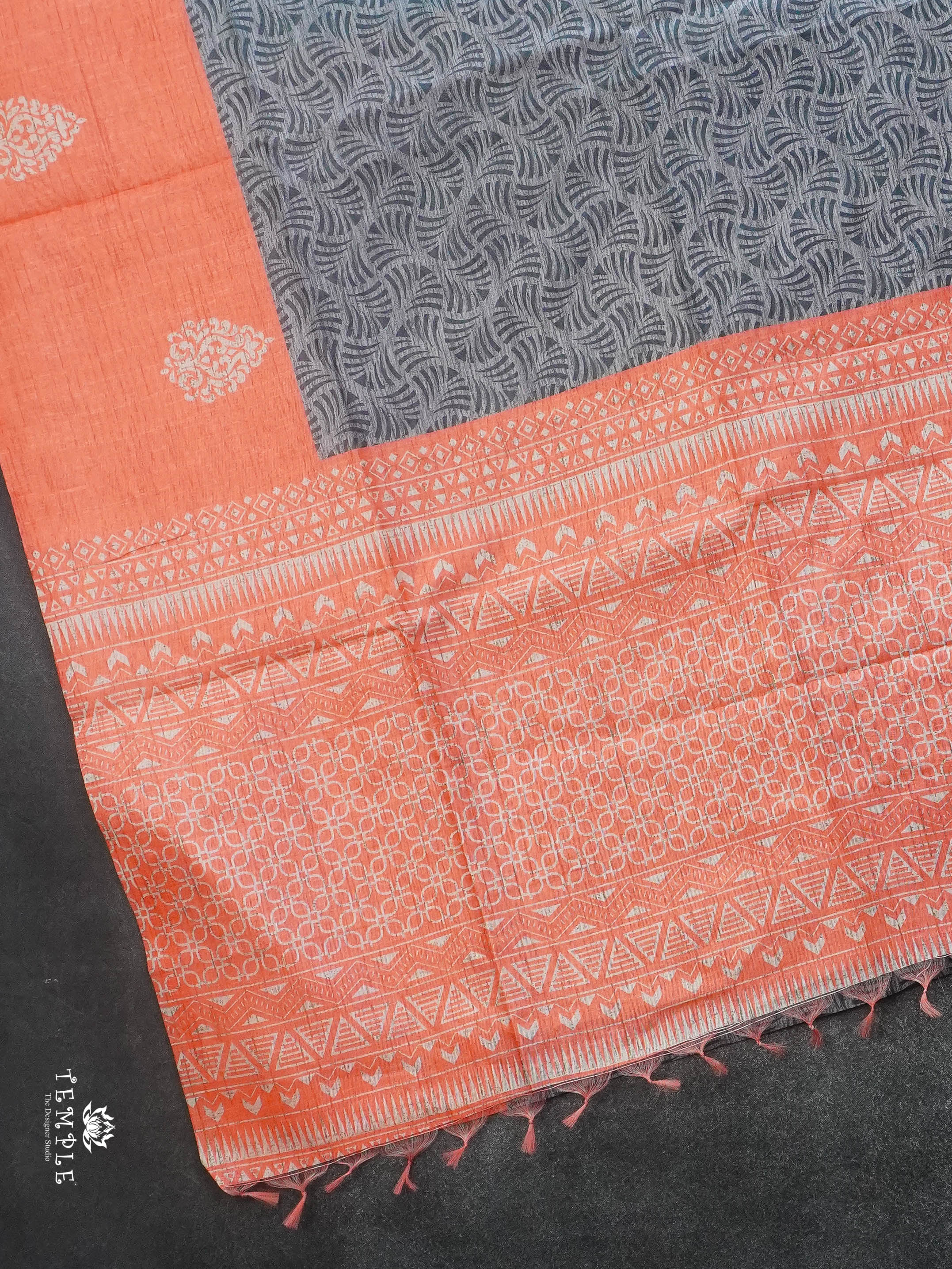 Printed Tussar Silk Saree | TTDS3072
