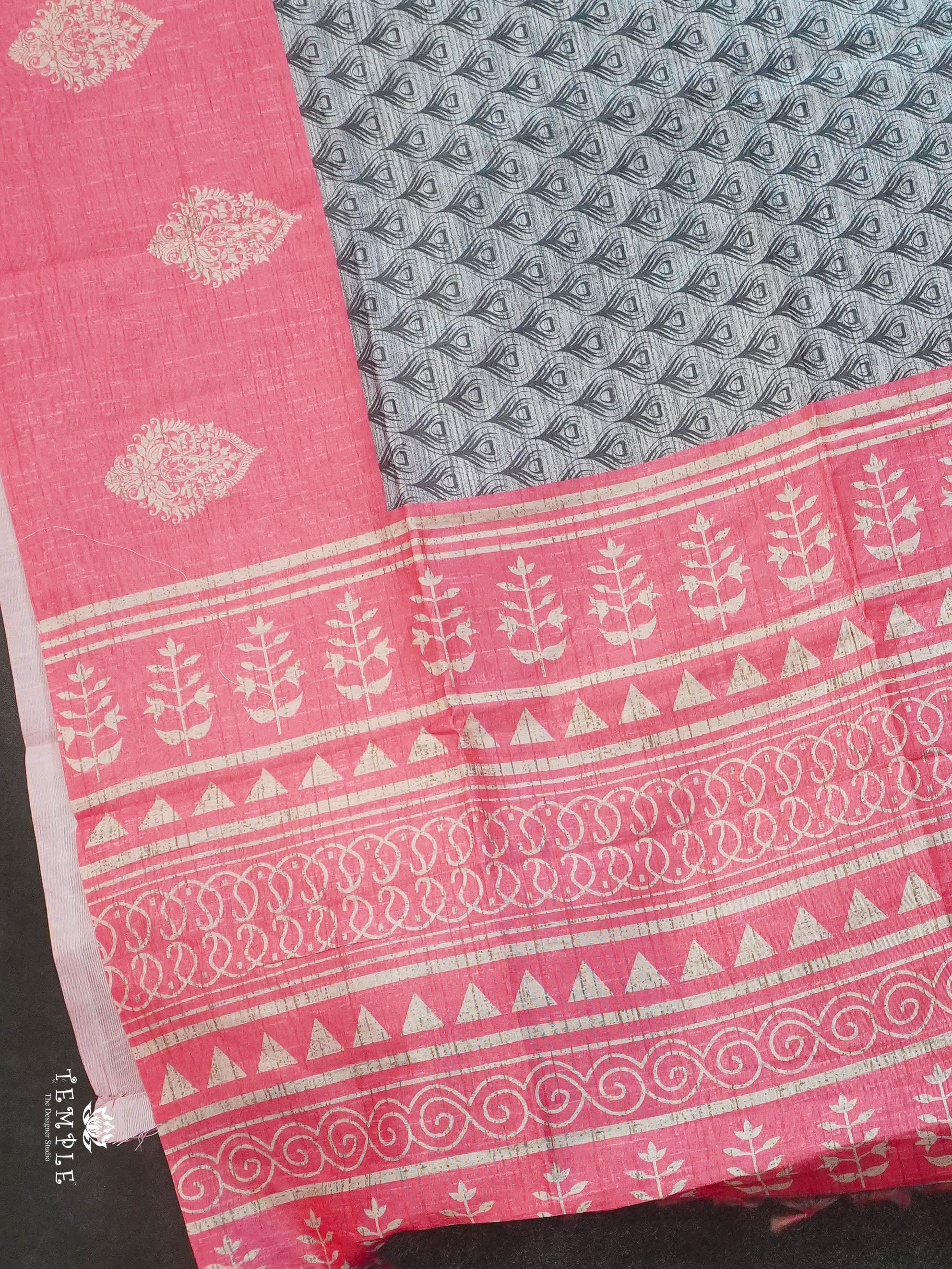 Printed Tussar Silk Saree | TTDS3069