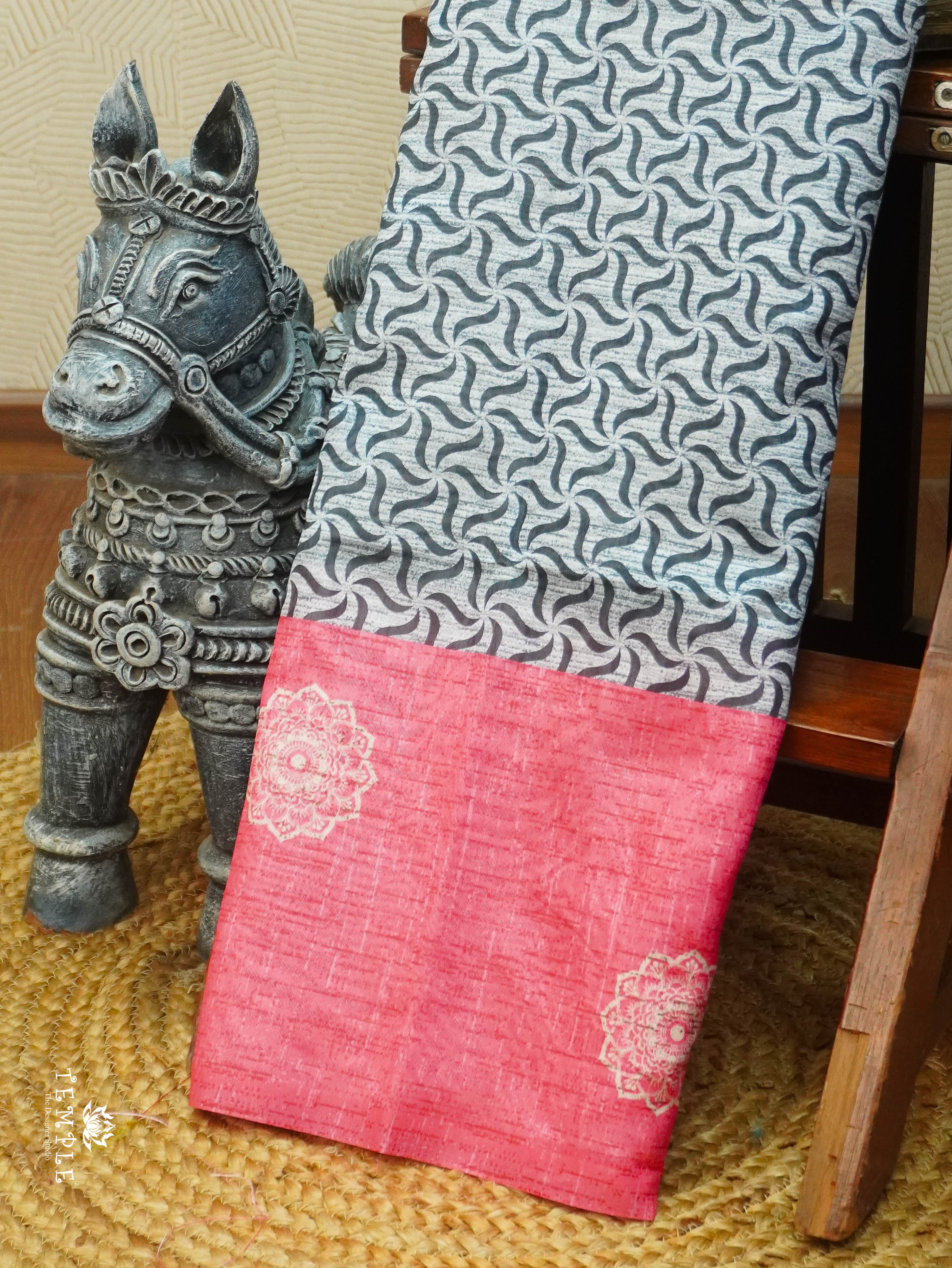 Printed Tussar Silk Saree | TTDS3076