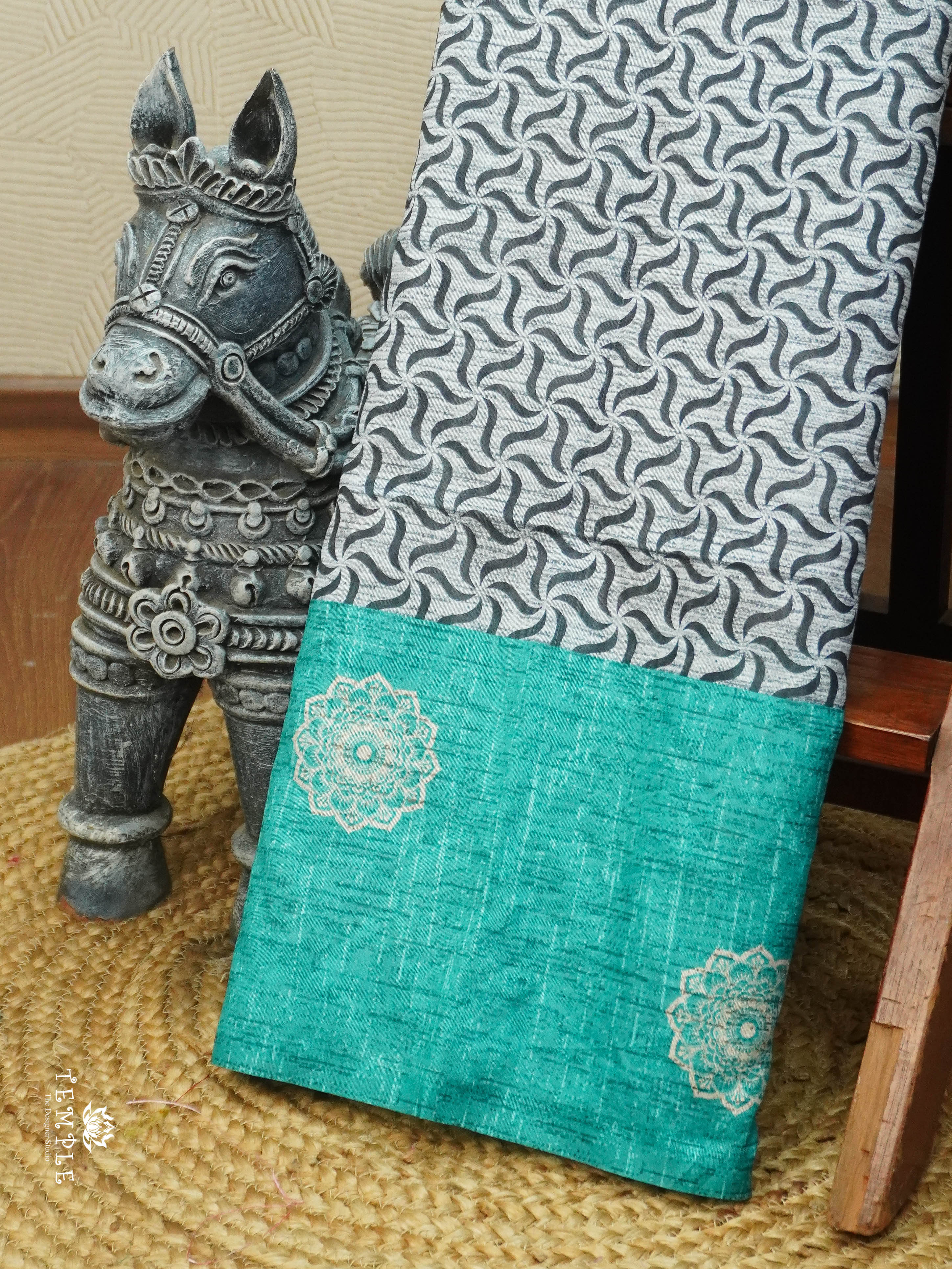 Printed Tussar Silk Saree | TTDS3076