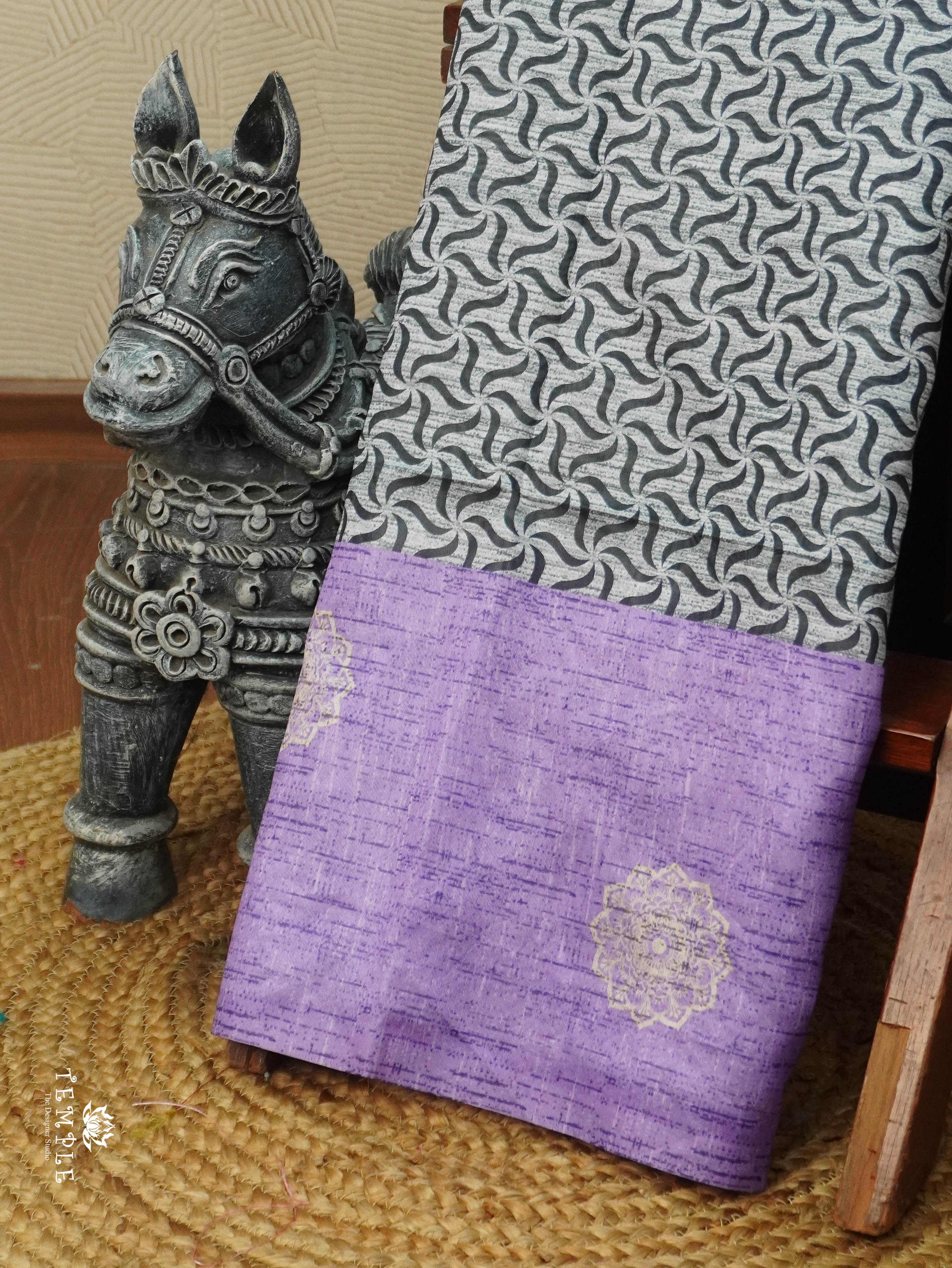 Printed Tussar Silk Saree | TTDS3076