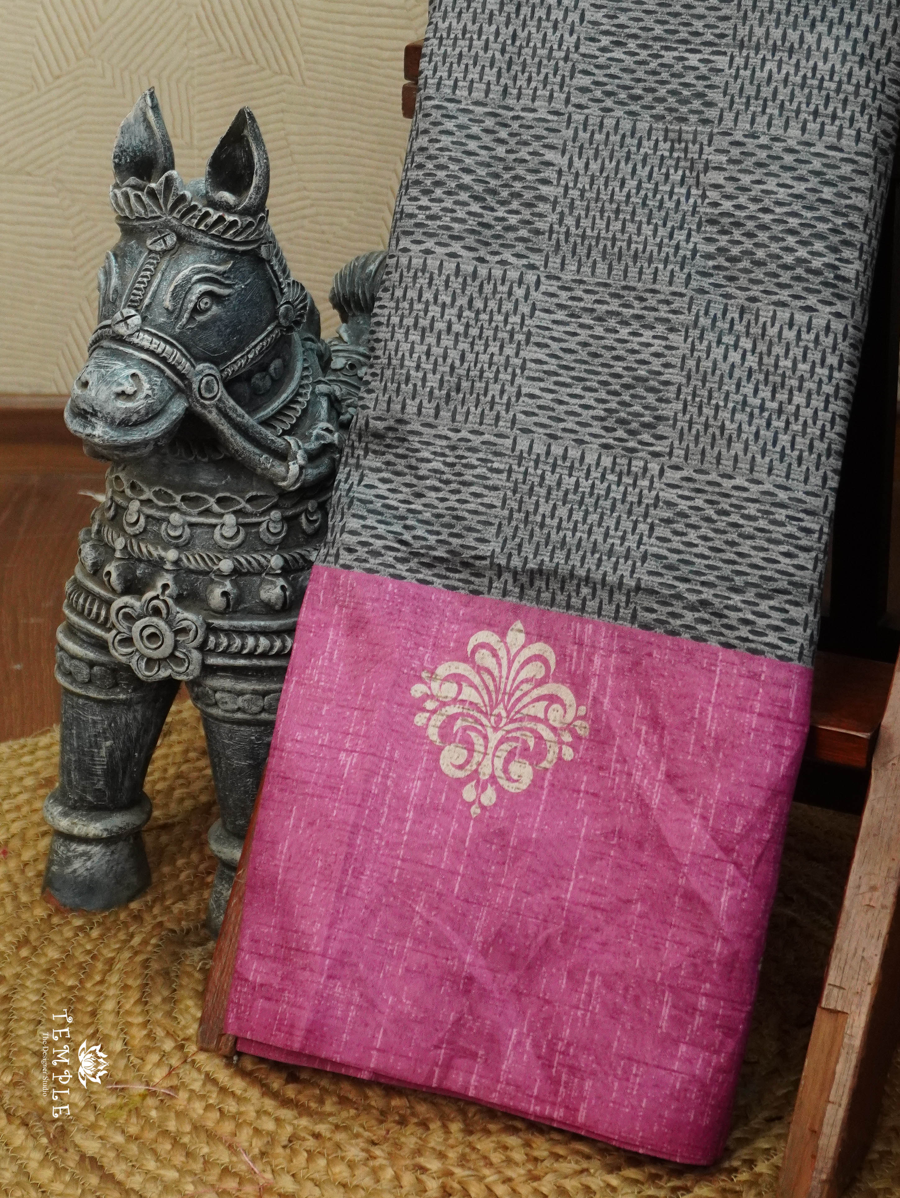 Printed Tussar Silk Saree | TTDS3078