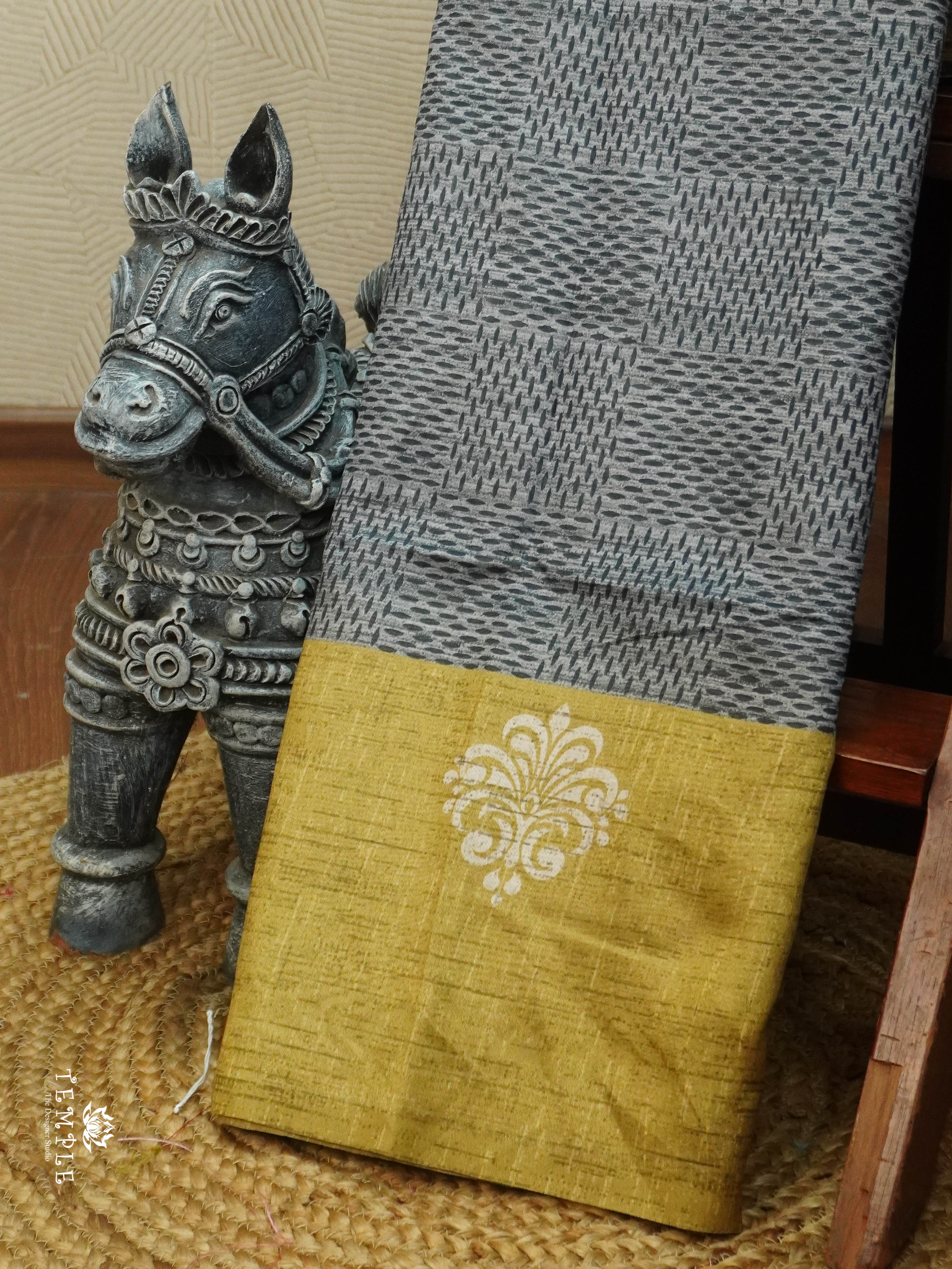 Printed Tussar Silk Saree | TTDS3078