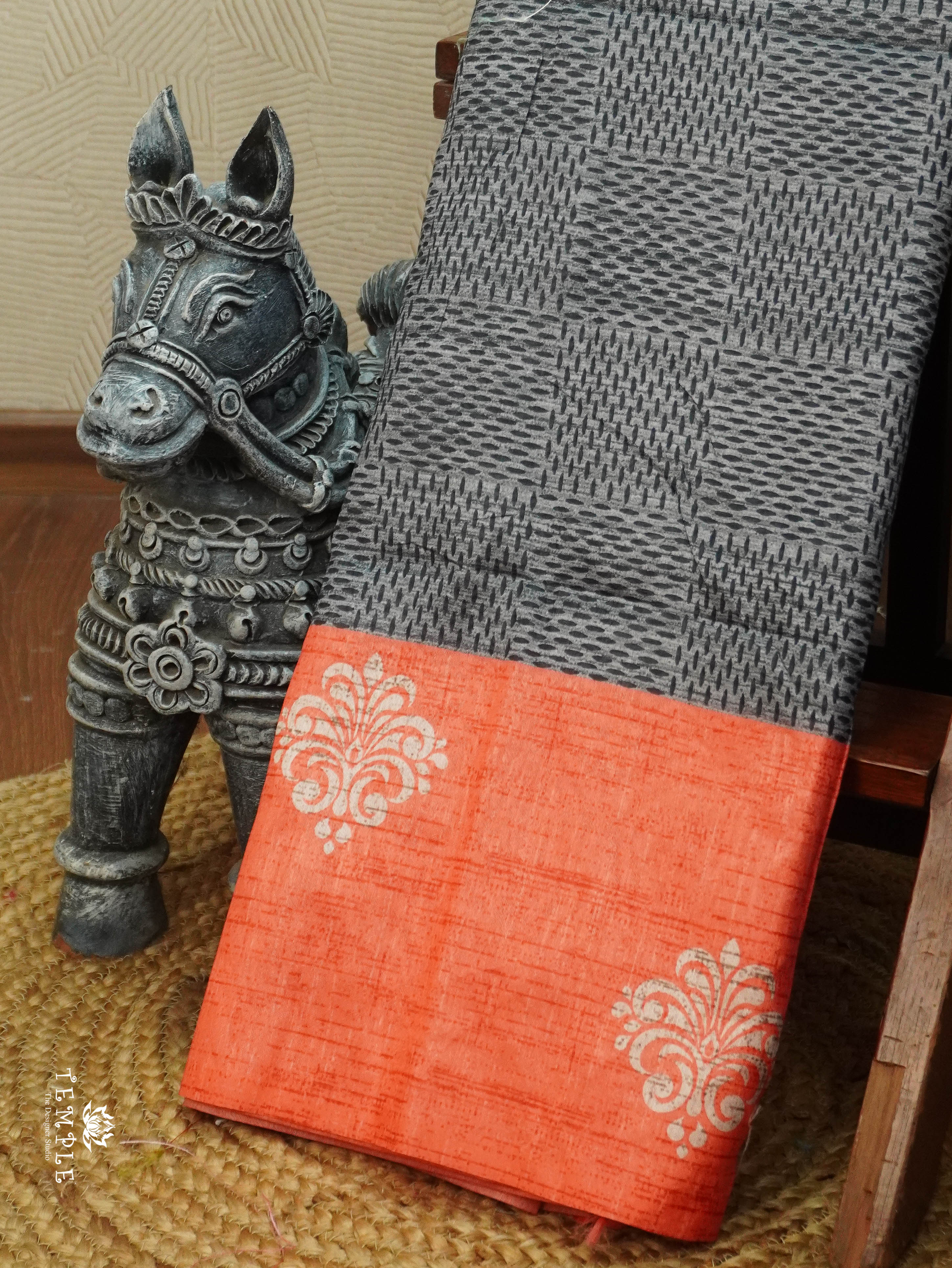 Printed Tussar Silk Saree | TTDS3078