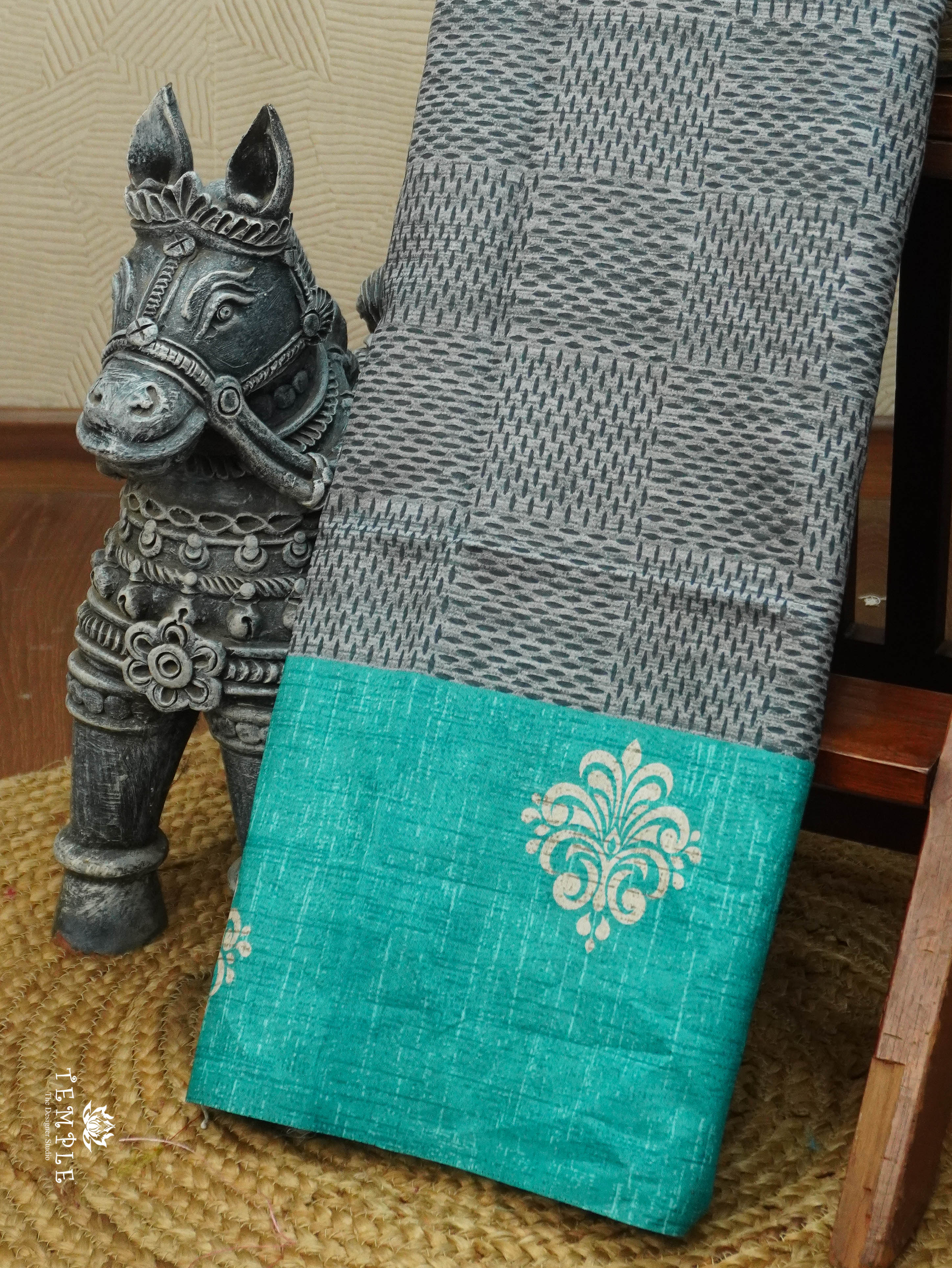 Printed Tussar Silk Saree | TTDS3078