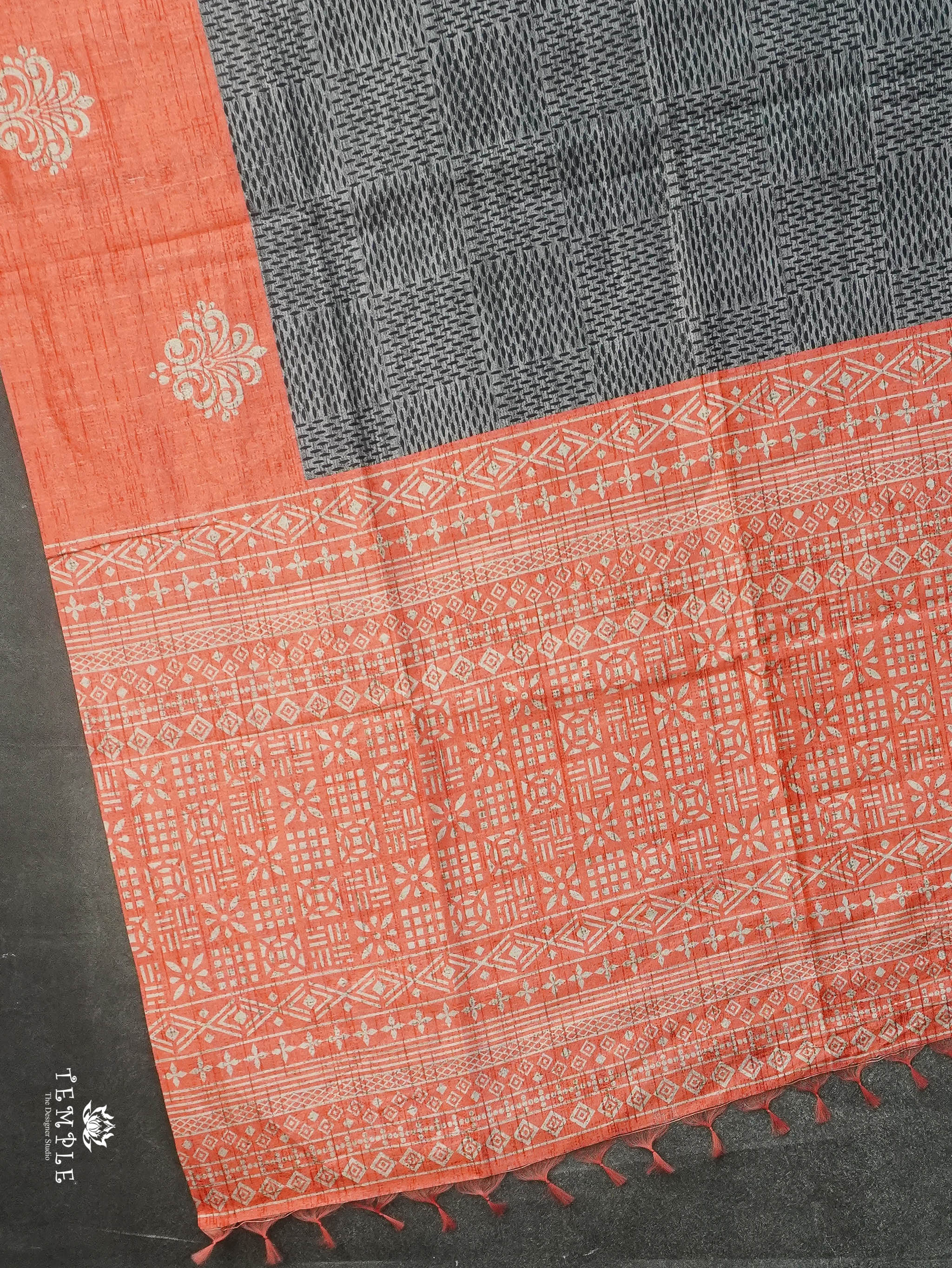 Printed Tussar Silk Saree | TTDS3078